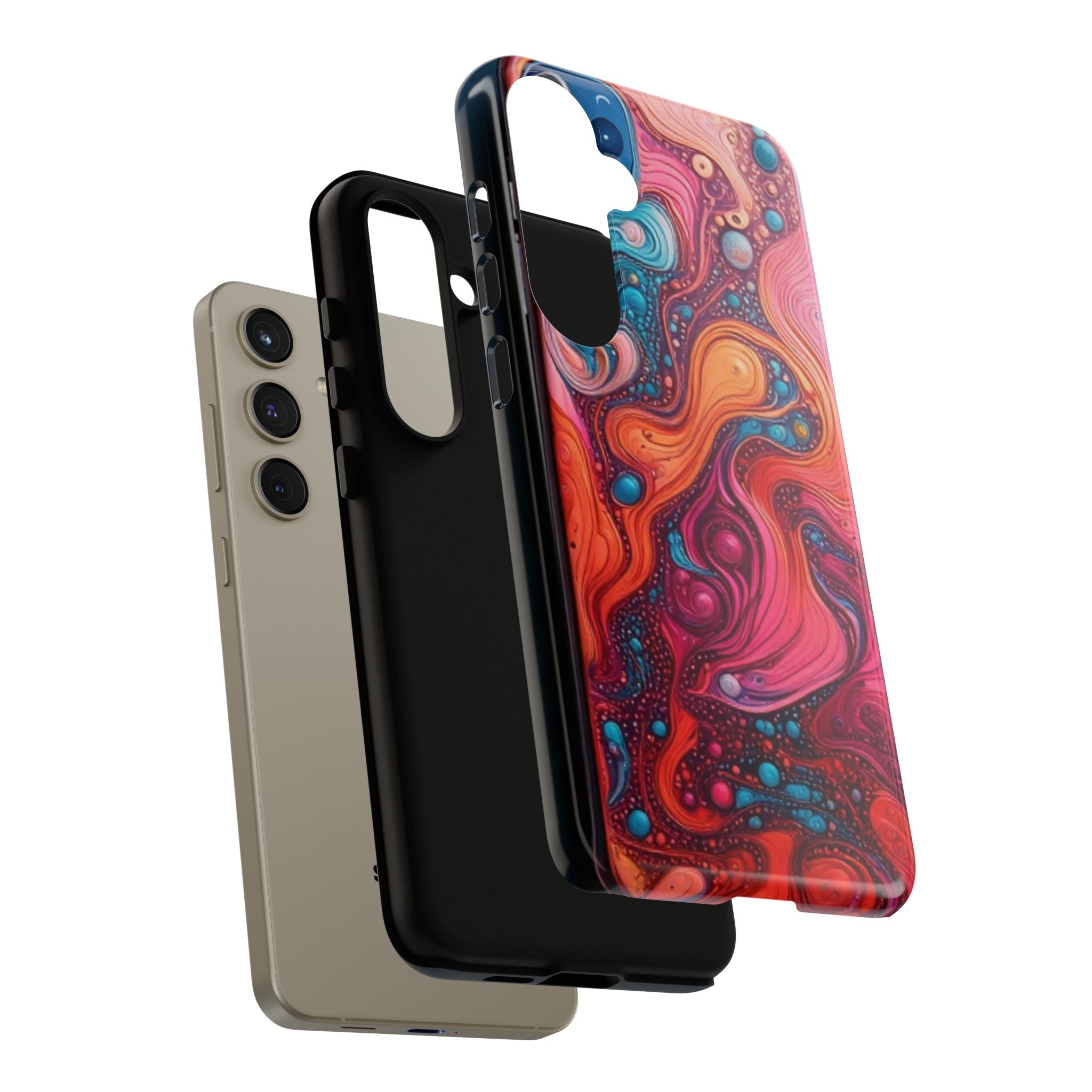 Abstract Swirl Tough Phone Case — Colorful Liquid Art Protective Cover