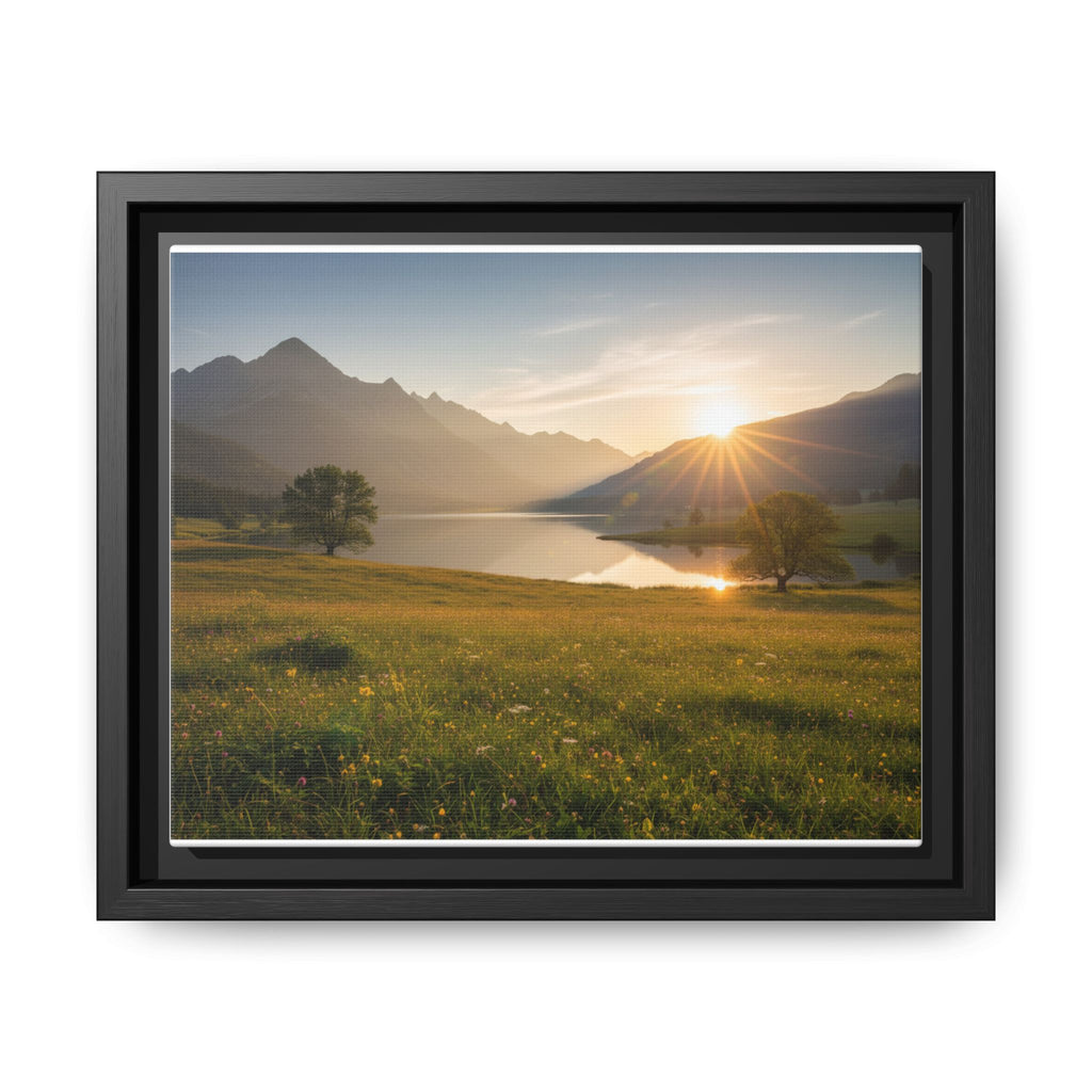 Sunrise Mountain Lake Matte Canvas — Framed Landscape Wall Art