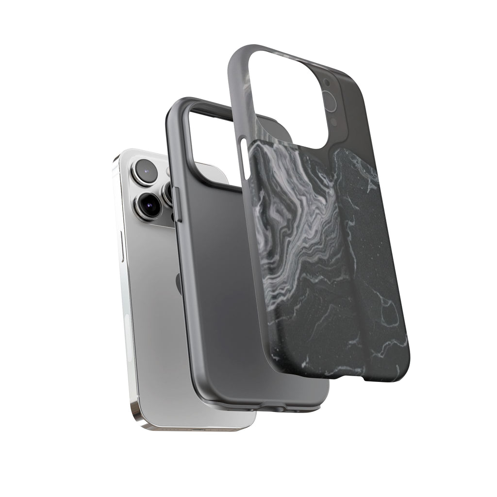 Black Marble Tough Phone Case — Protective iPhone Cover with Marble Texture