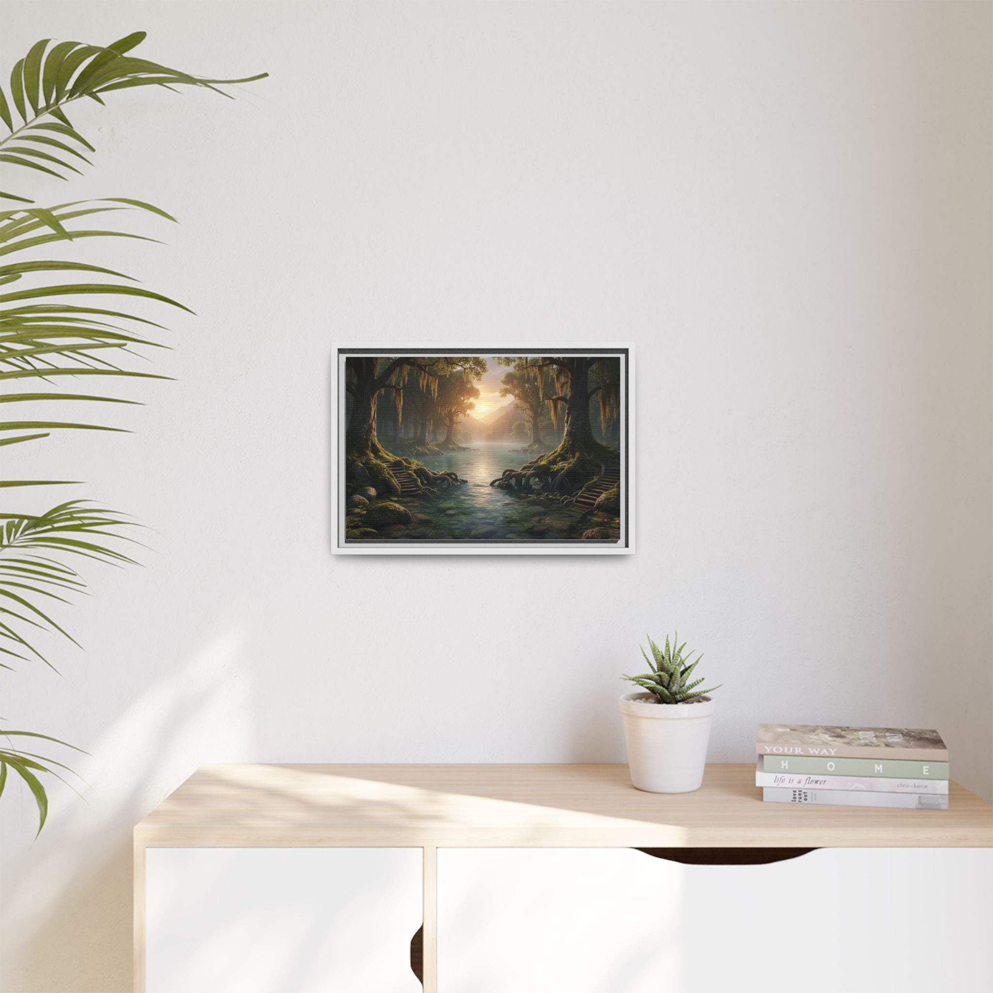 Framed Matte Canvas Art - Step In To The Water