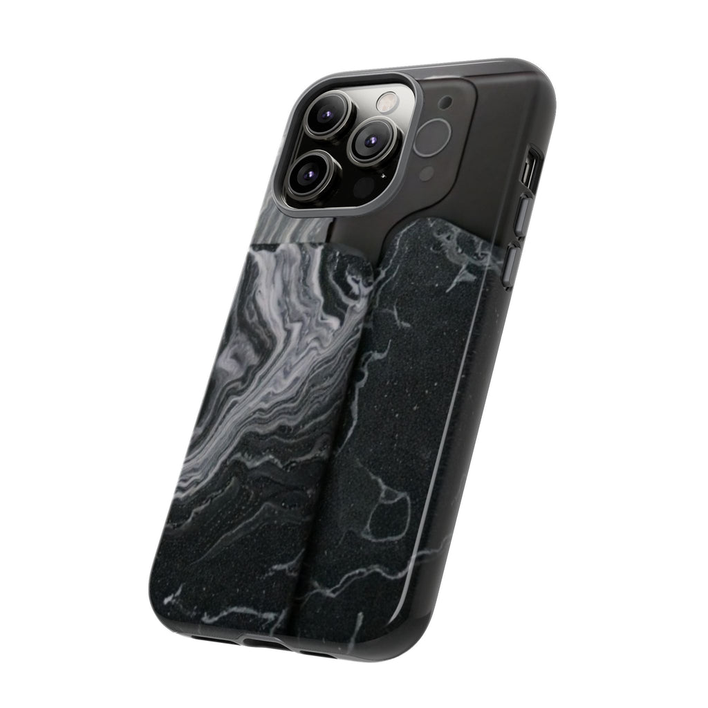 Black Marble Tough Phone Case — Protective iPhone Cover with Marble Texture