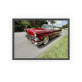Vintage Red Convertible Poster with Wooden Frame — Classic Car Wall Art