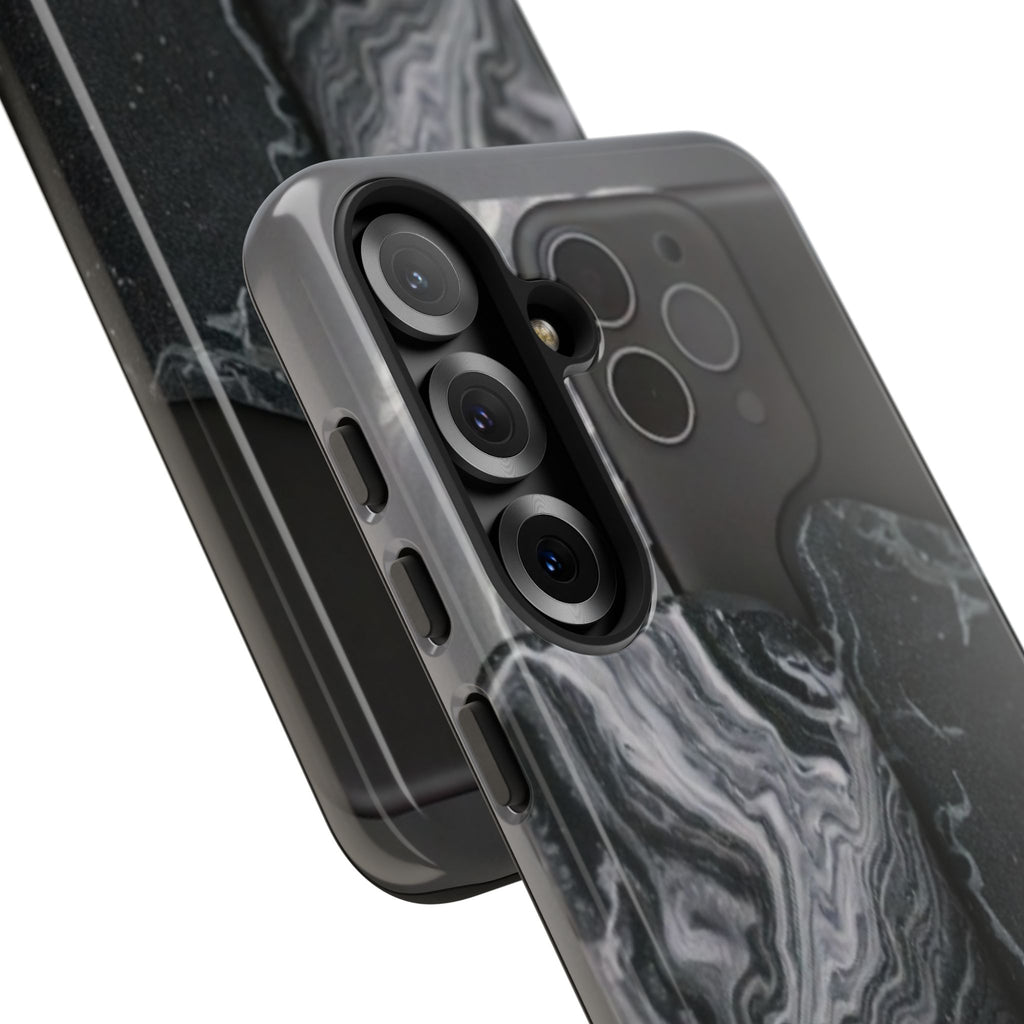Black Marble Tough Phone Case — Protective iPhone Cover with Marble Texture