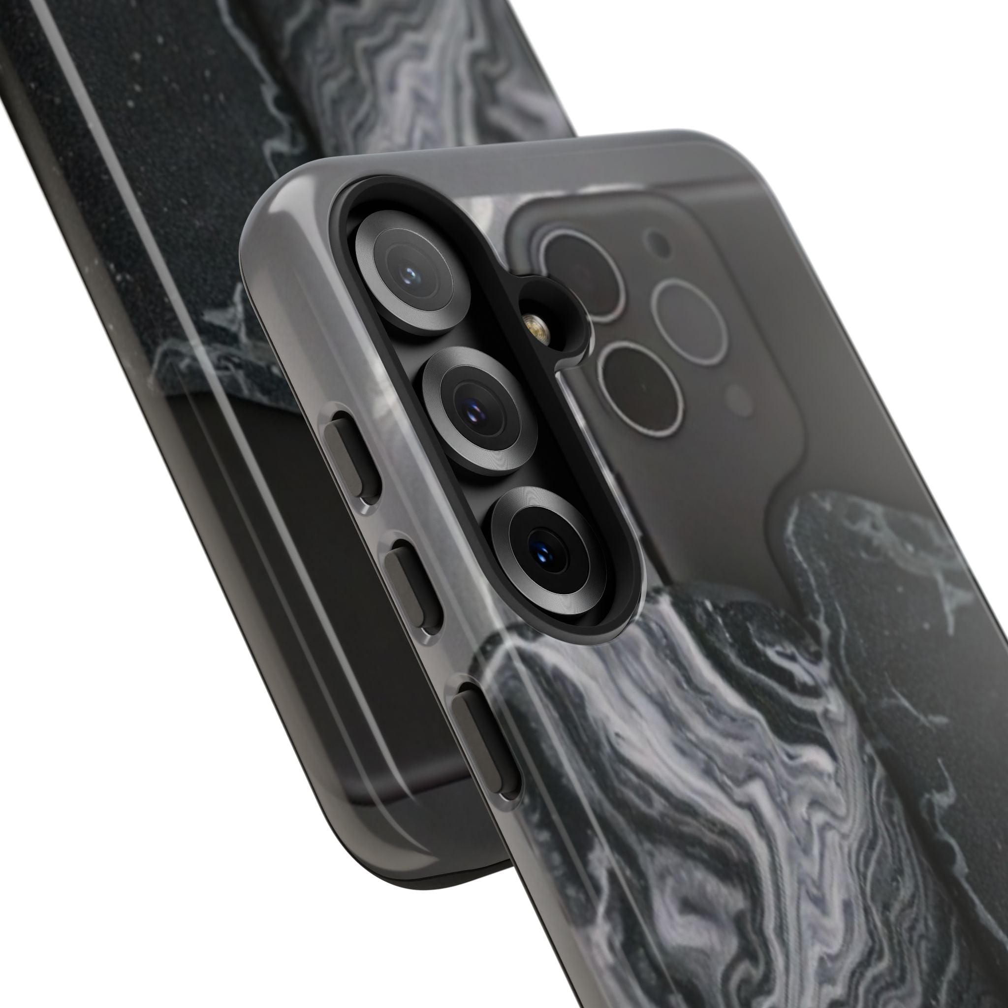 Black Marble Tough Phone Case — Protective iPhone Cover with Marble Texture