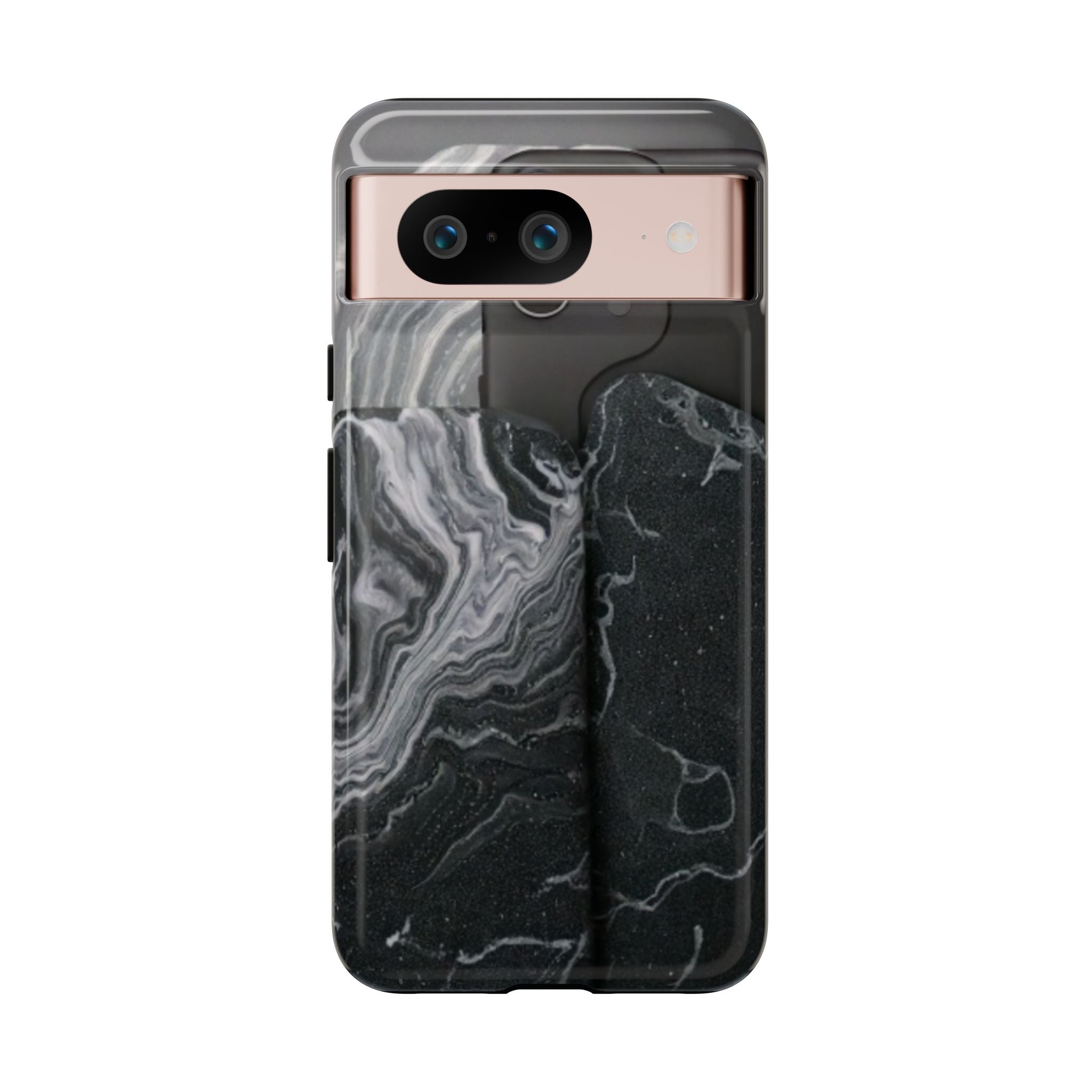Black Marble Tough Phone Case — Protective iPhone Cover with Marble Texture