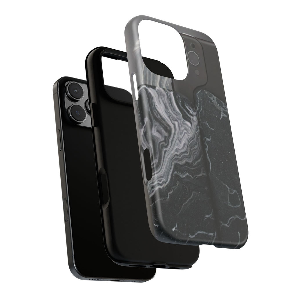 Black Marble Tough Phone Case — Protective iPhone Cover with Marble Texture