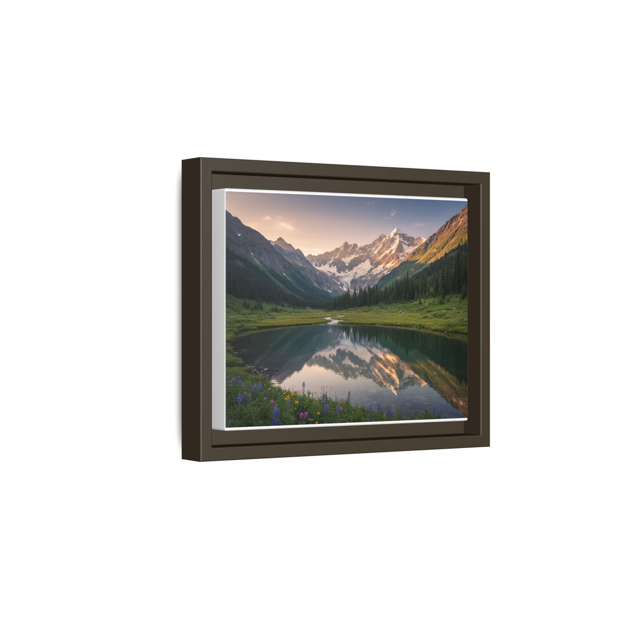 Matte Framed Canvas - Mountain Lake Landscape Wall Art