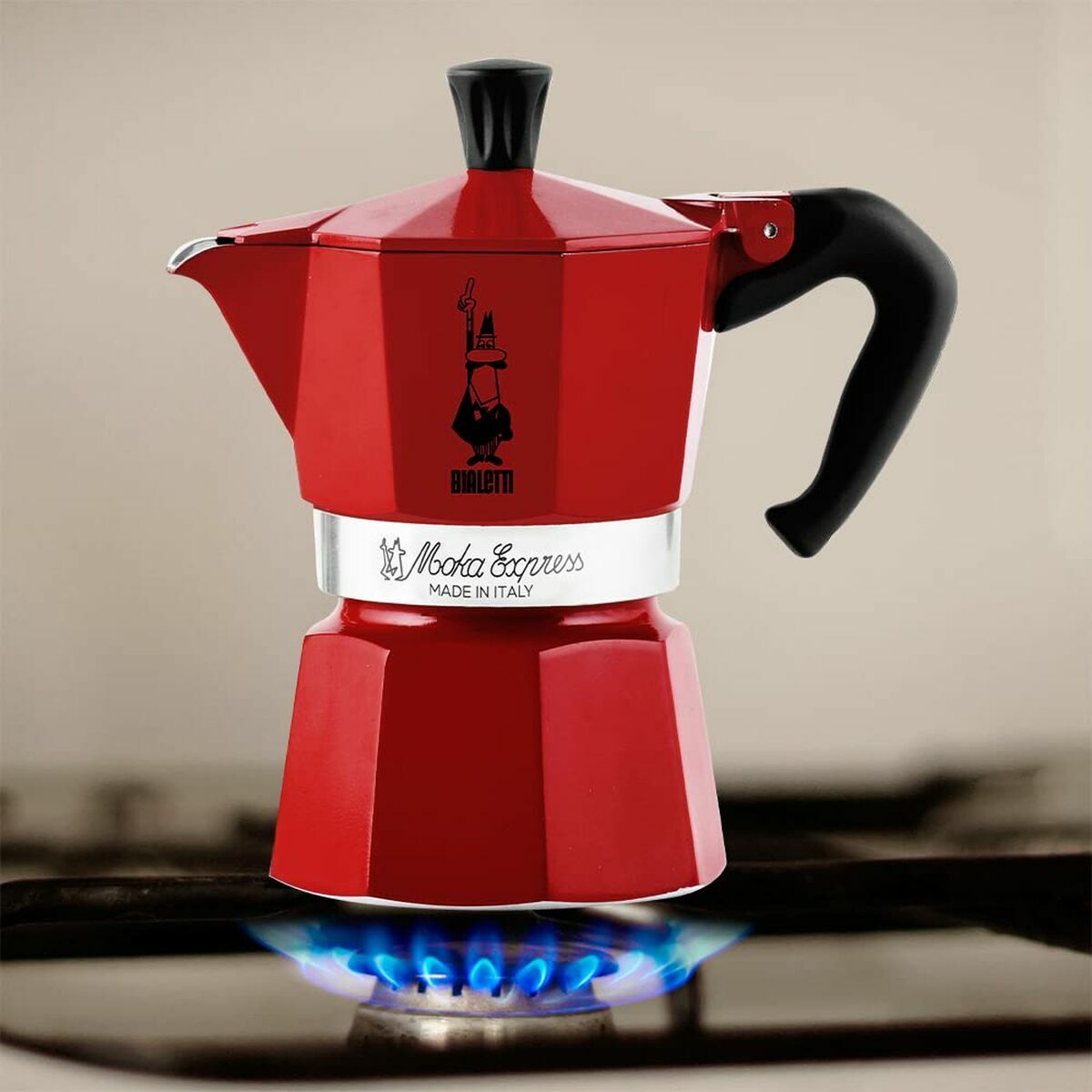 Italian Coffee Pot Bialetti 0004943/NP Red 6 Cups-4