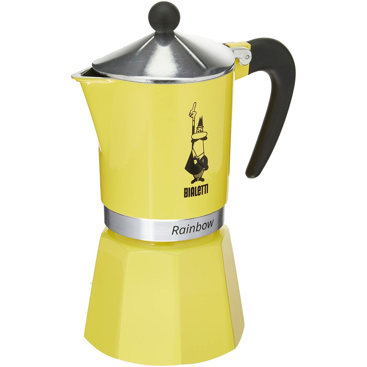 Italian Coffee Pot Bialetti Rainbow Yellow Jaune Metal 6 Cups-0
