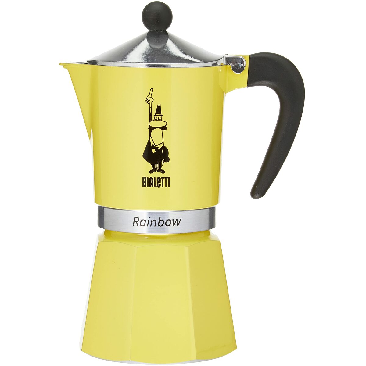 Italian Coffee Pot Bialetti Rainbow Yellow Jaune Metal 6 Cups-2