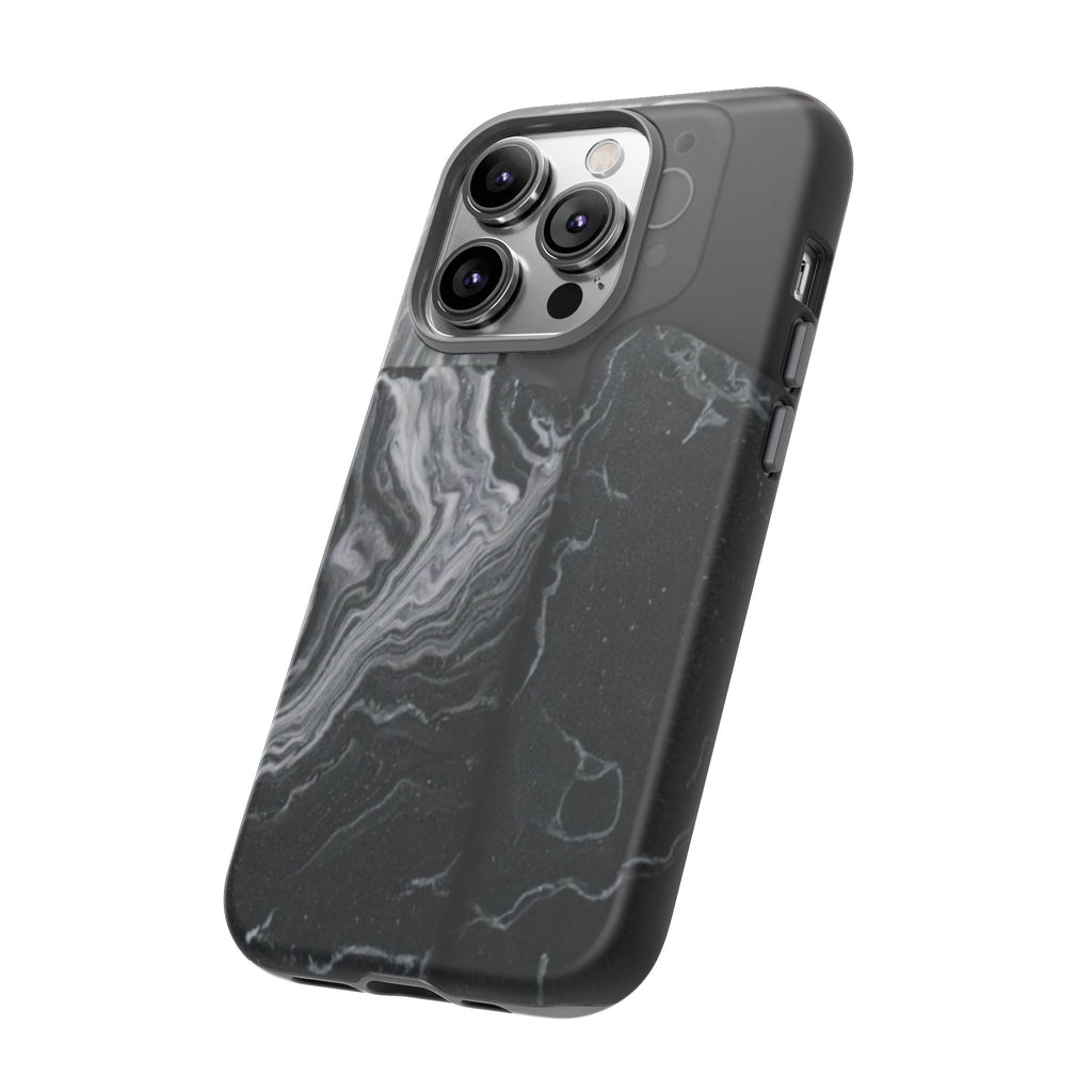 Black Marble Tough Phone Case — Protective iPhone Cover with Marble Texture