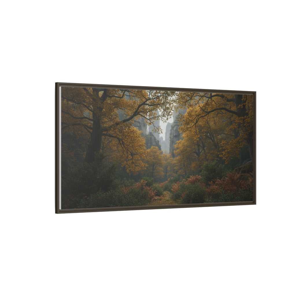 Autumn Forest Path Matte Canvas Print — Framed Wall Art