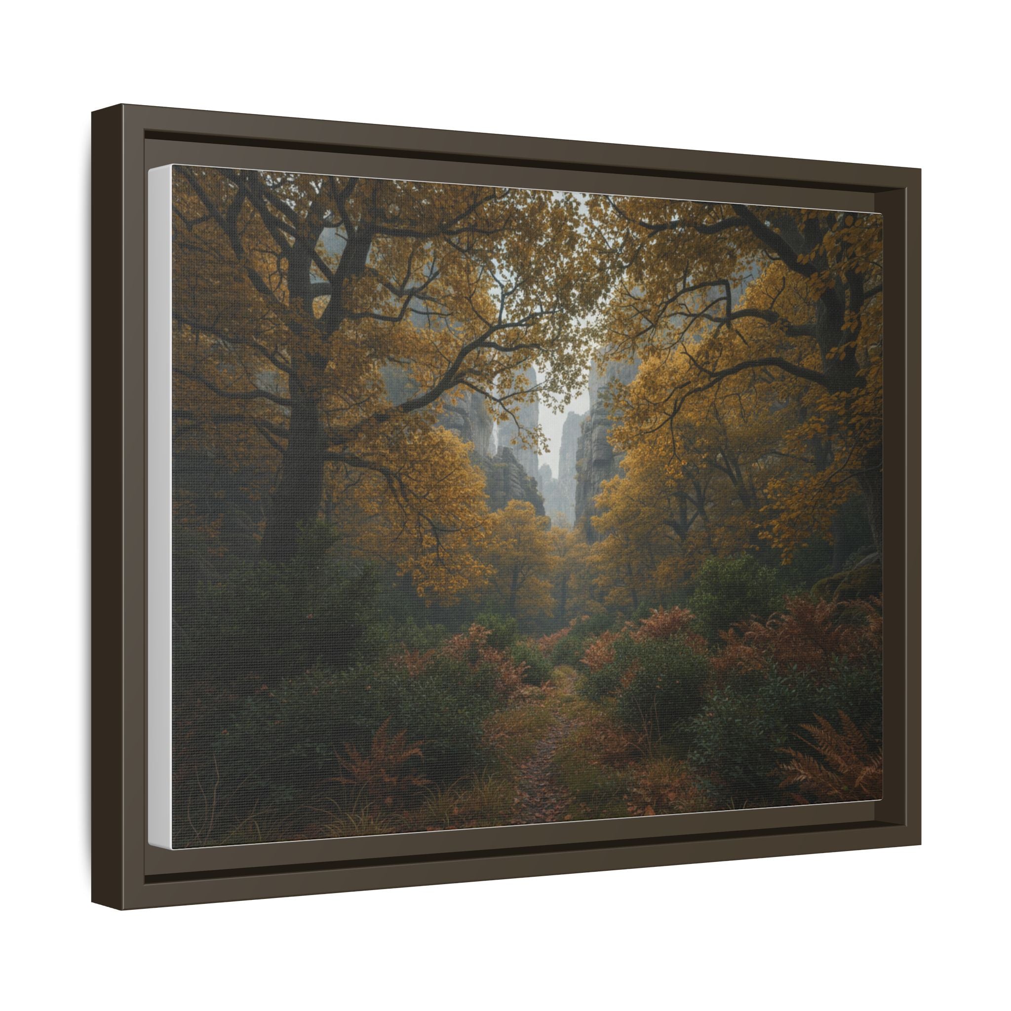 Autumn Forest Path Matte Canvas Print — Framed Wall Art