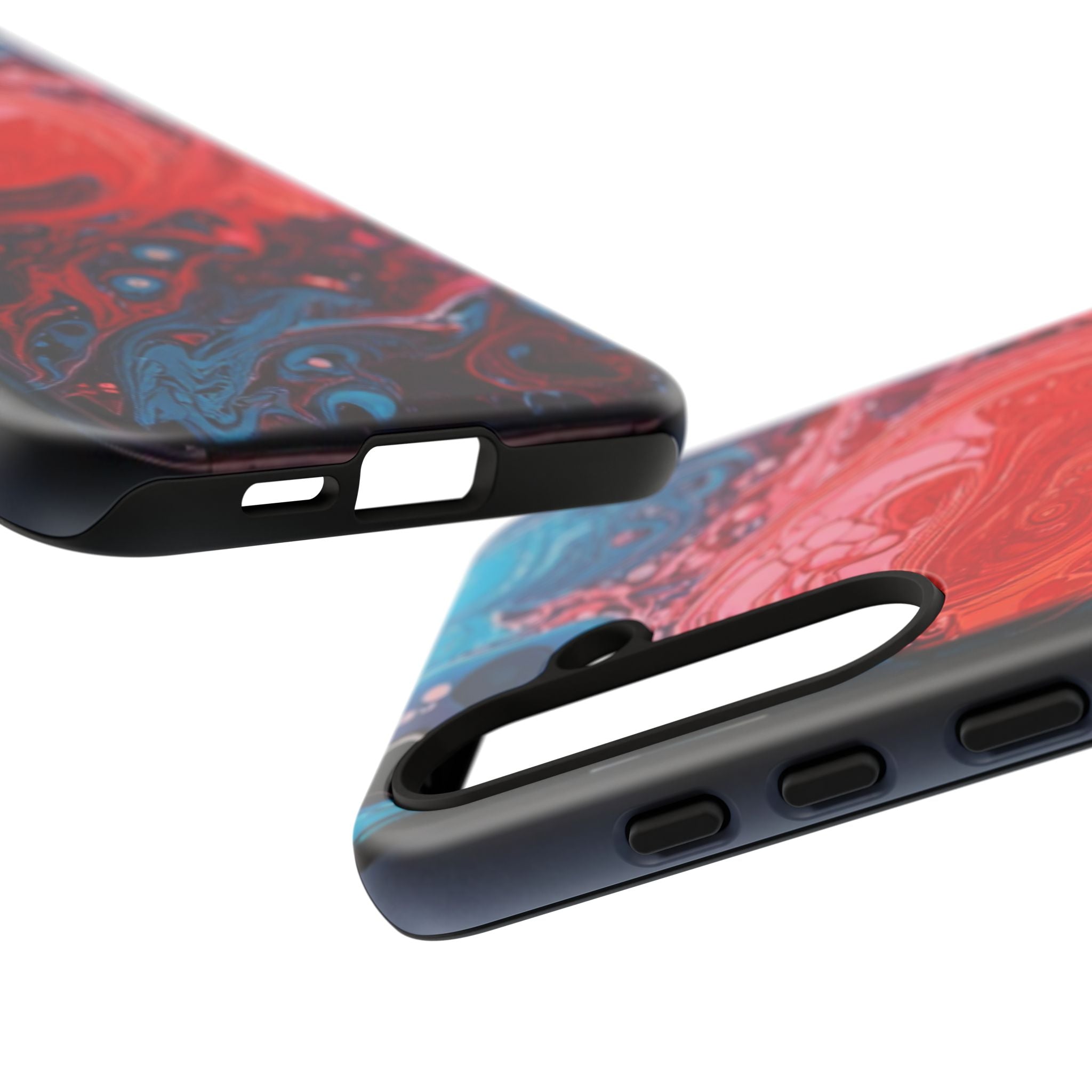 Abstract Red & Blue Swirl Tough Phone Case — Protective iPhone Cover with Fluid Art Design