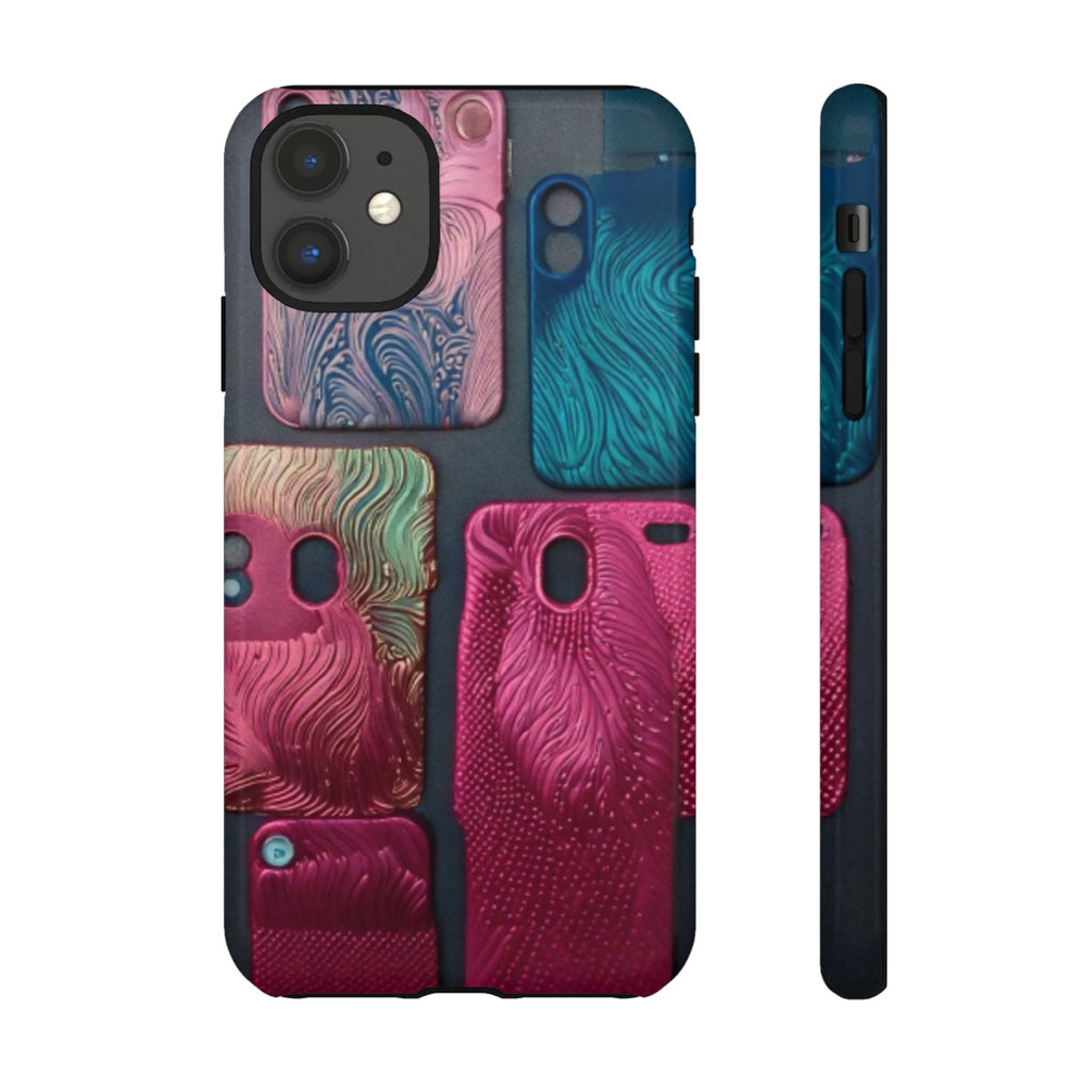 Tough Case - Colorful Textured Phone Case (Protective, Artistic Swirl Design)