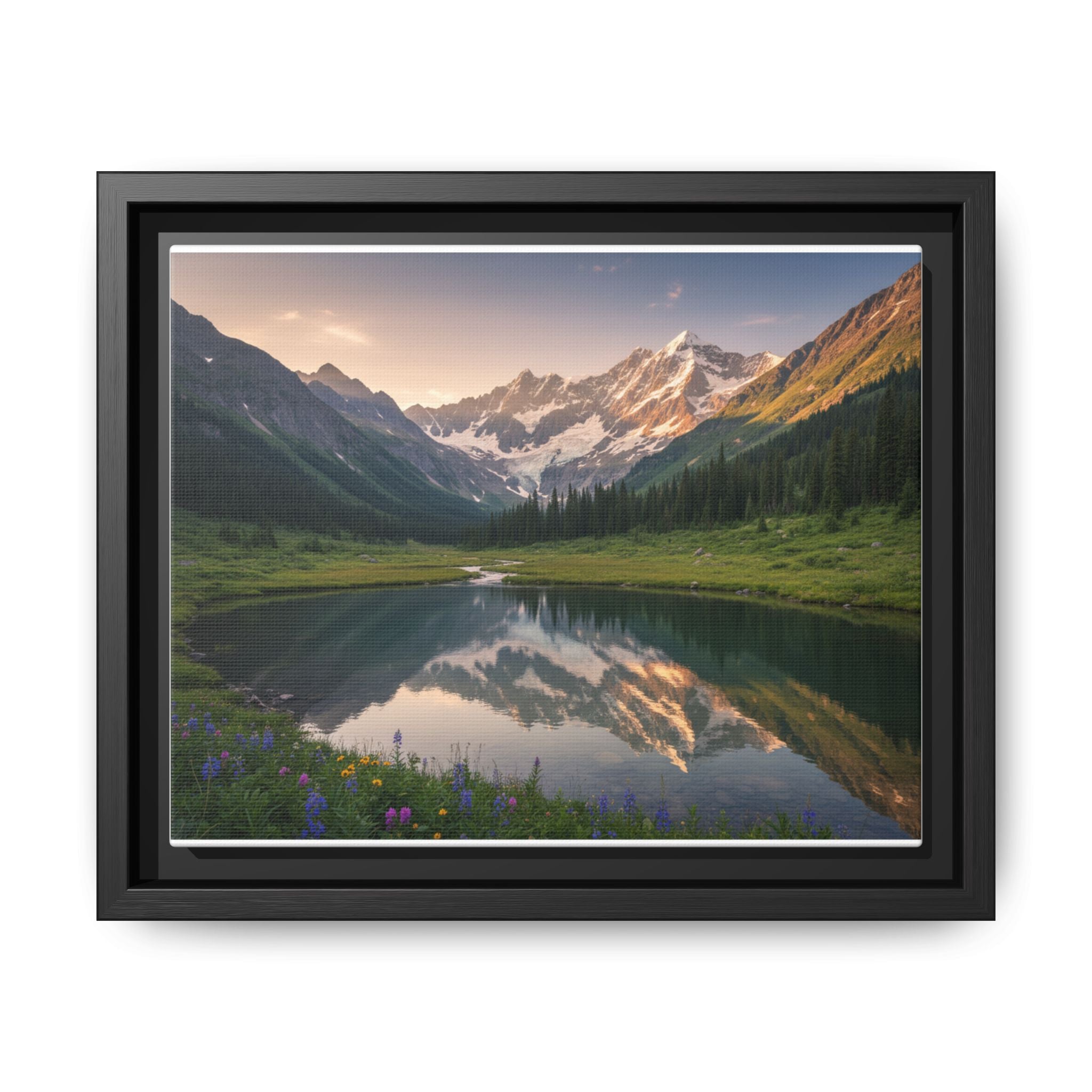 Matte Framed Canvas - Mountain Lake Landscape Wall Art