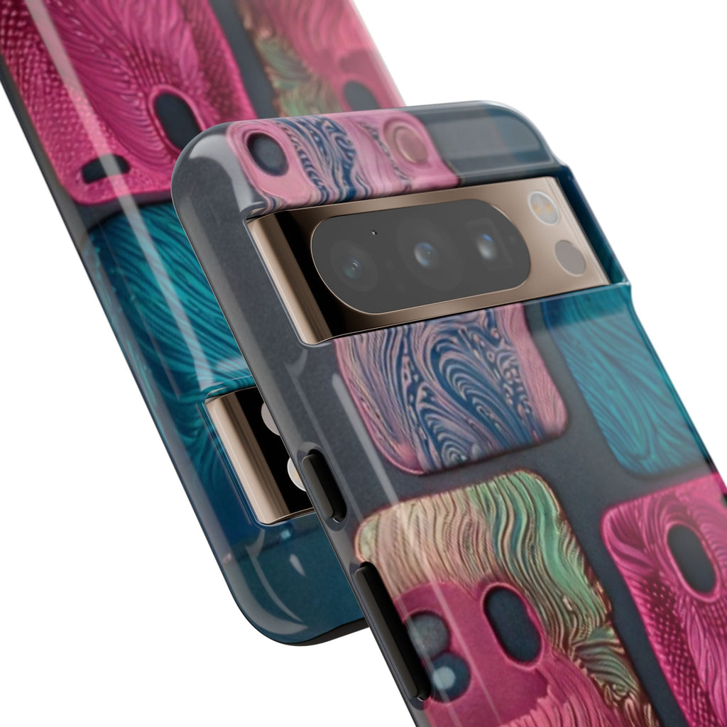 Tough Case - Colorful Textured Phone Case (Protective, Artistic Swirl Design)