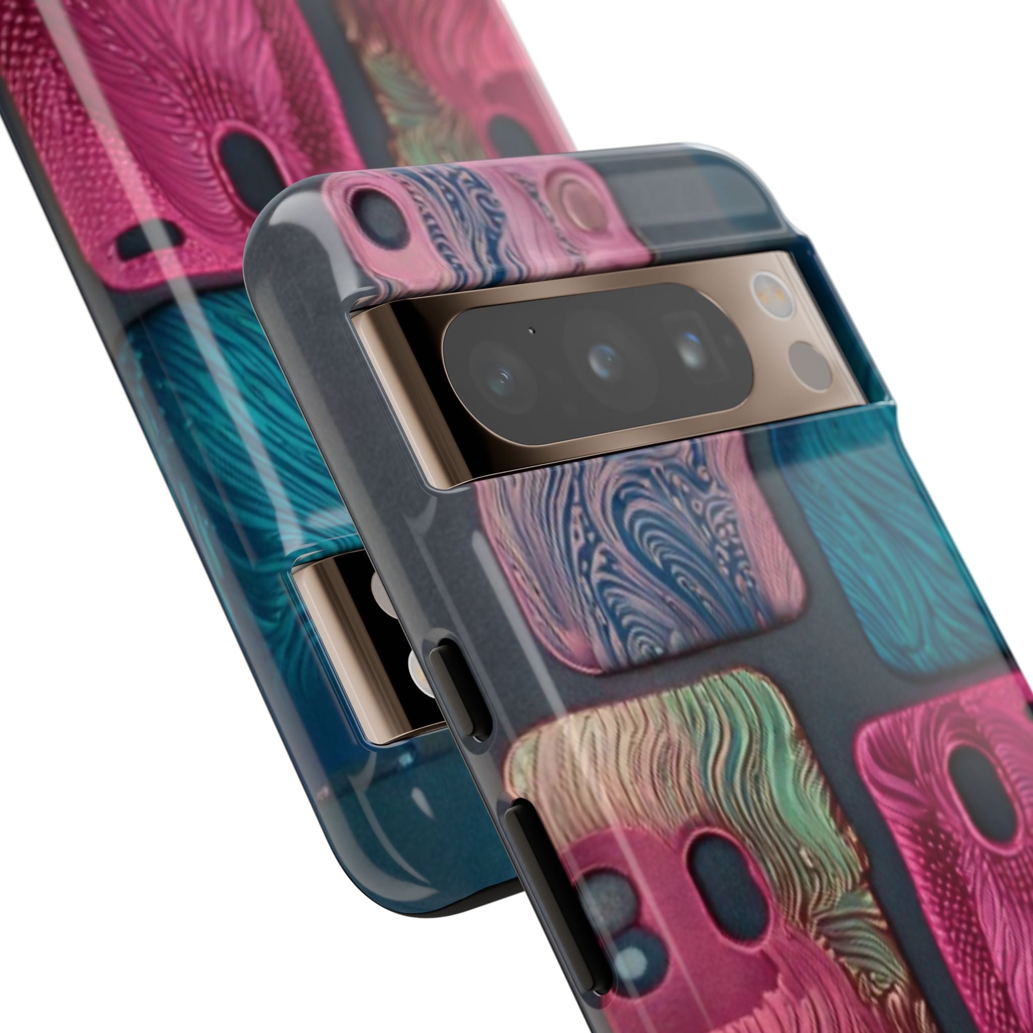 Tough Case - Colorful Textured Phone Case (Protective, Artistic Swirl Design)
