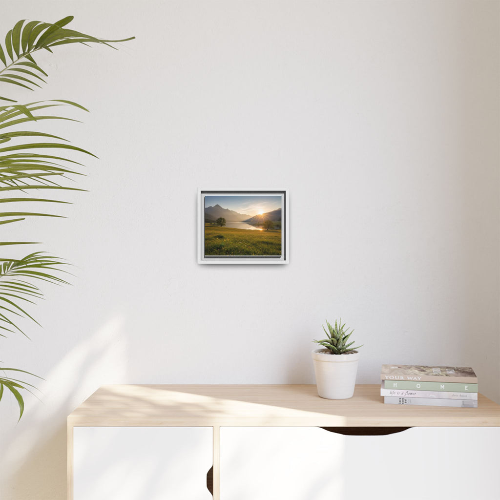 Sunrise Mountain Lake Matte Canvas — Framed Landscape Wall Art