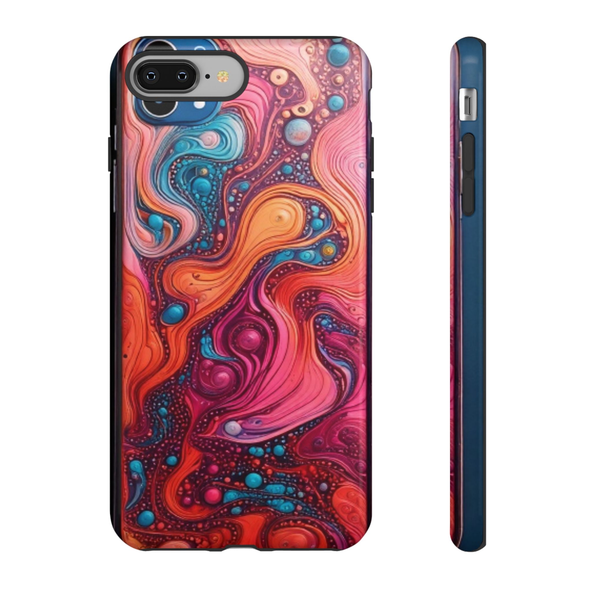 Abstract Swirl Tough Phone Case — Colorful Liquid Art Protective Cover