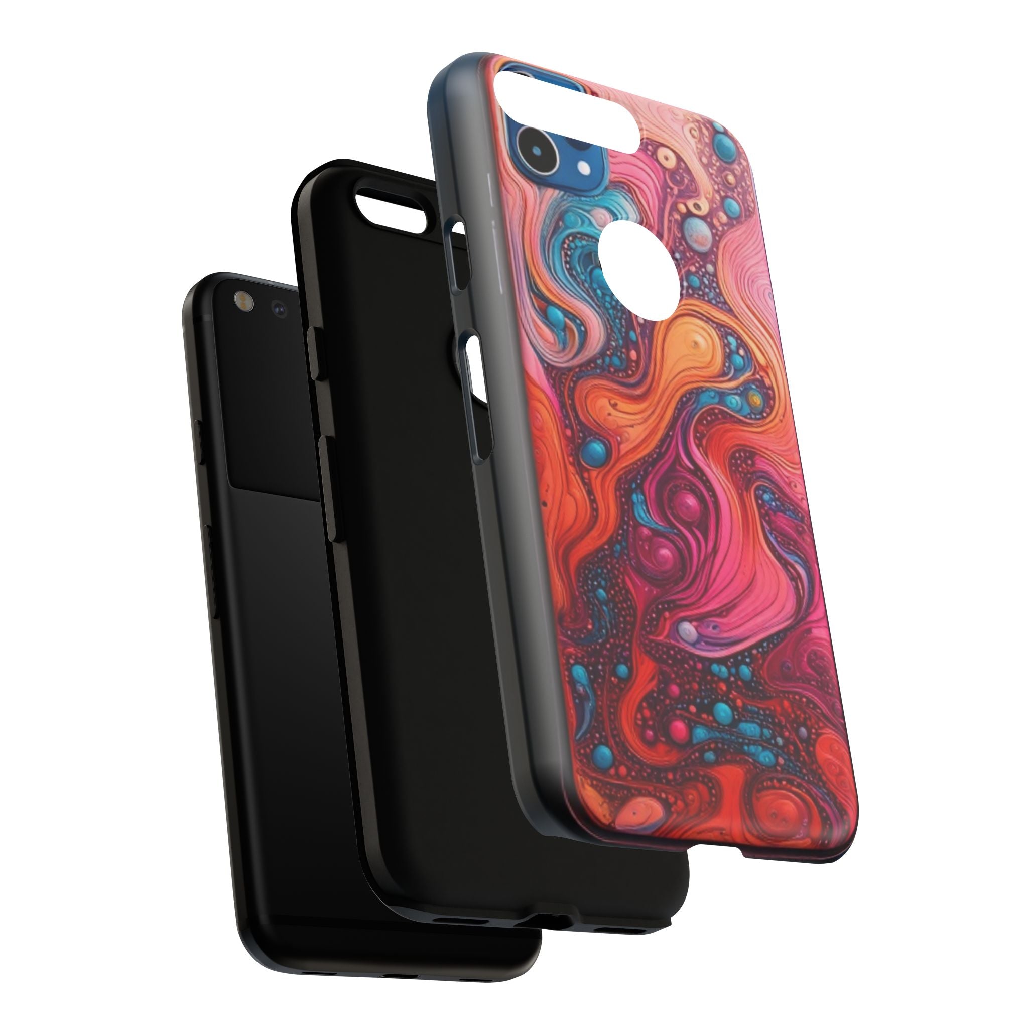 Abstract Swirl Tough Phone Case — Colorful Liquid Art Protective Cover