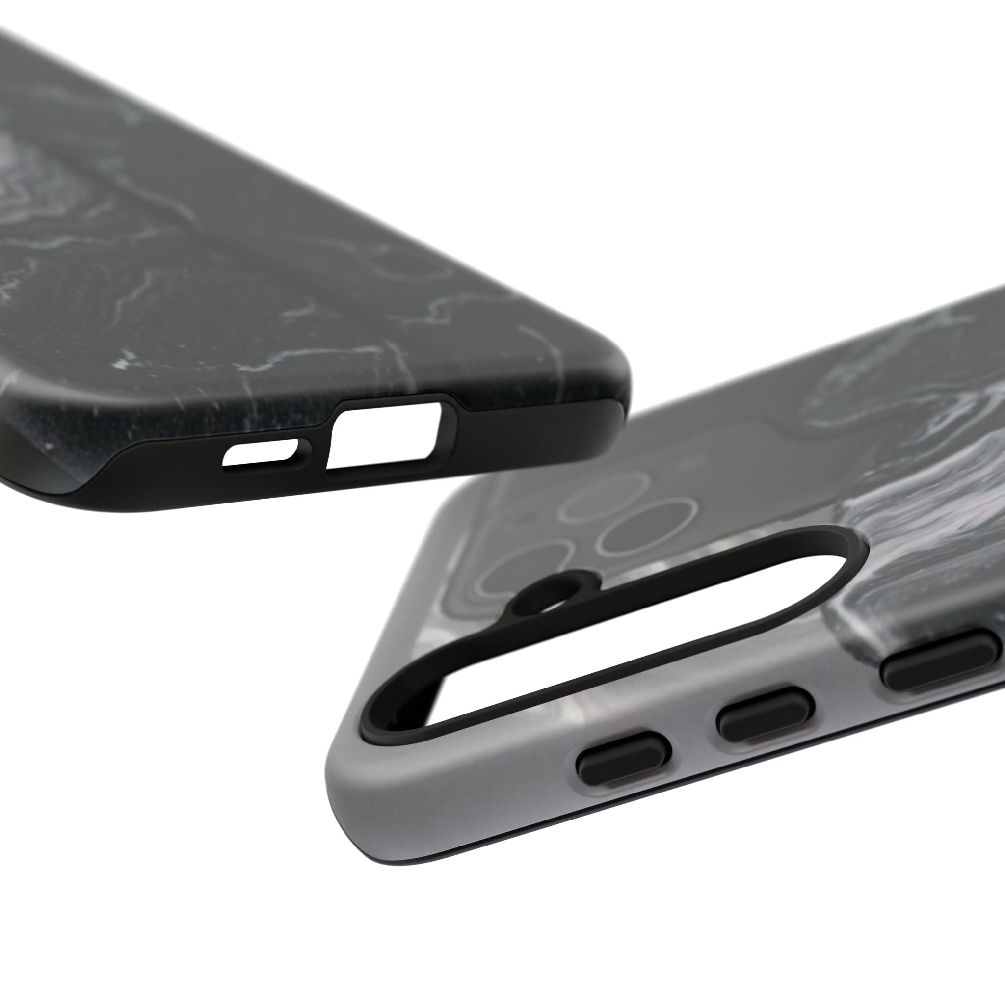 Black Marble Tough Phone Case — Protective iPhone Cover with Marble Texture