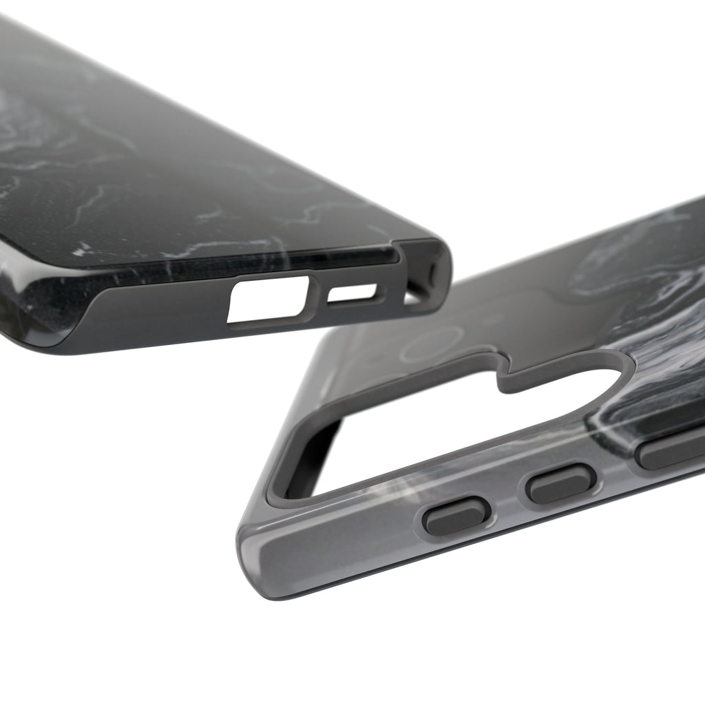 Black Marble Tough Phone Case — Protective iPhone Cover with Marble Texture