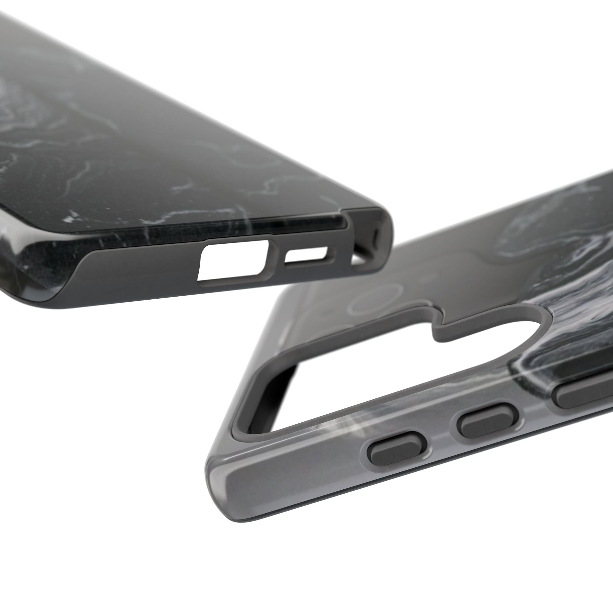 Black Marble Tough Phone Case — Protective iPhone Cover with Marble Texture