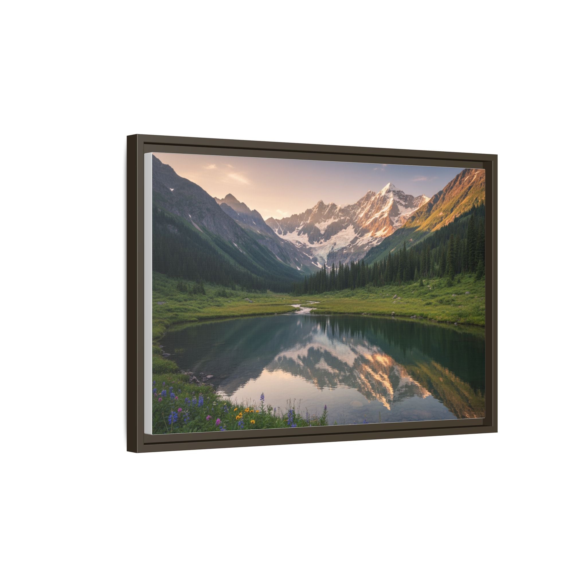 Matte Framed Canvas - Mountain Lake Landscape Wall Art