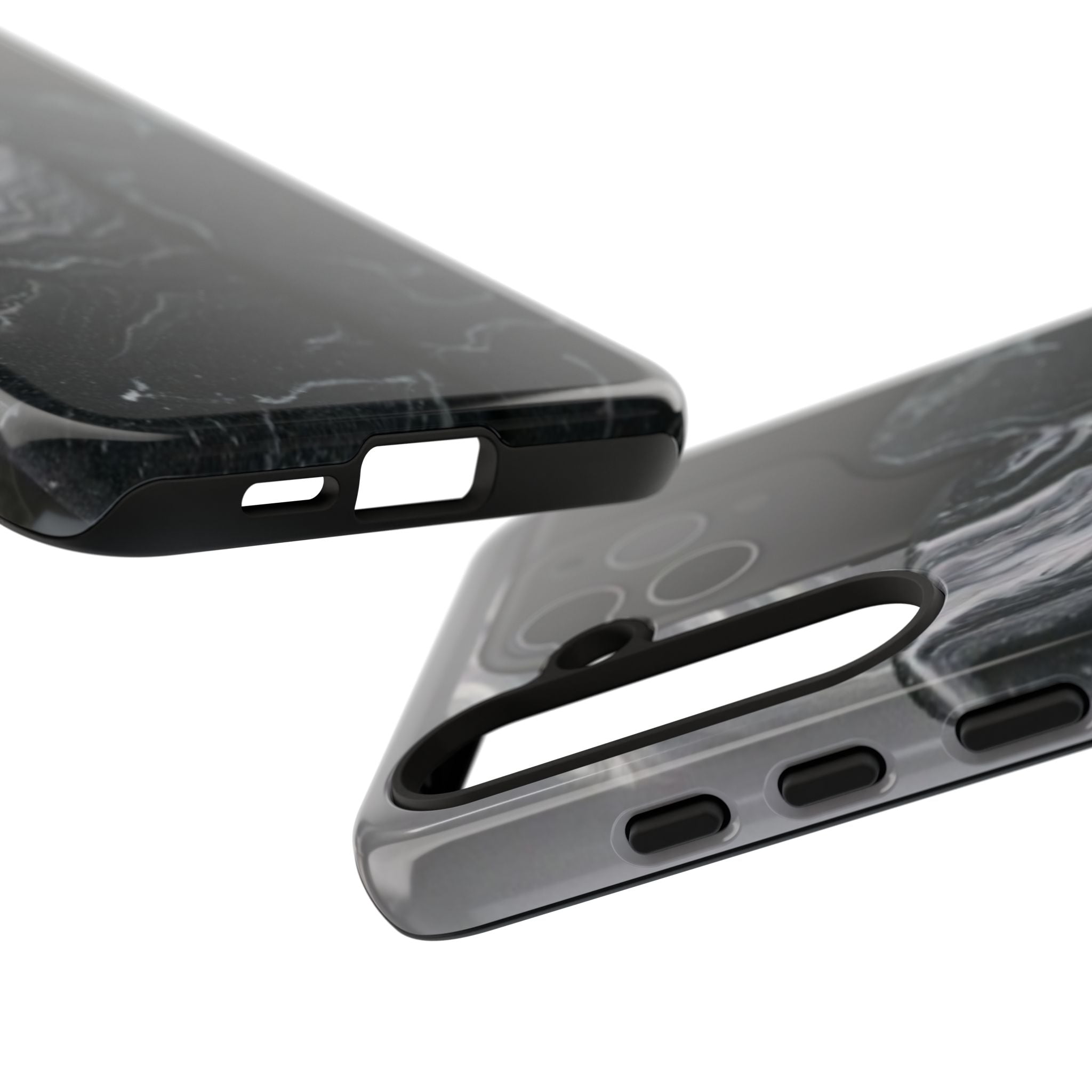 Black Marble Tough Phone Case — Protective iPhone Cover with Marble Texture
