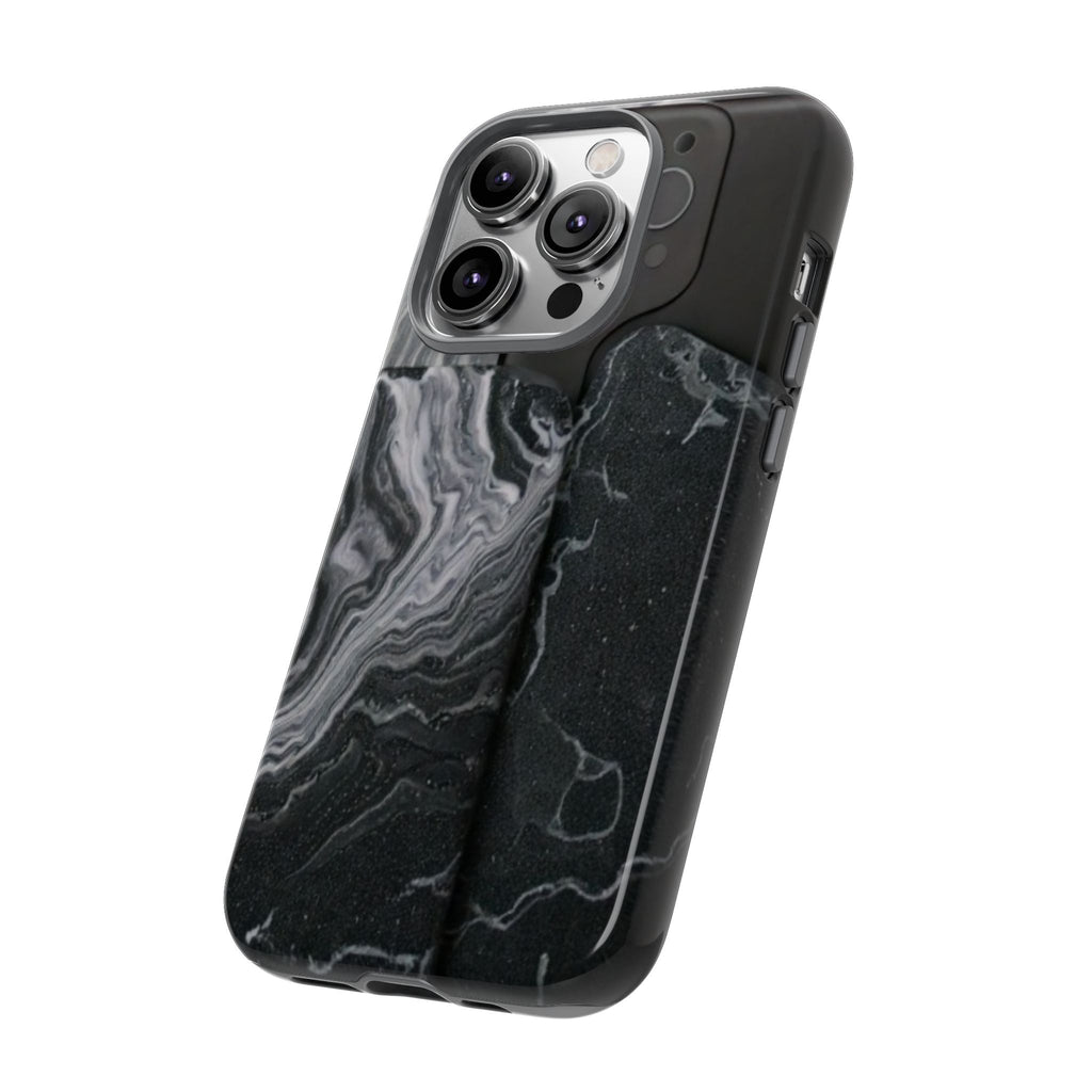 Black Marble Tough Phone Case — Protective iPhone Cover with Marble Texture