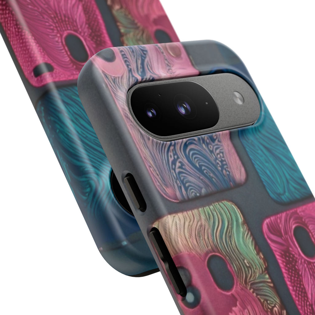 Tough Case - Colorful Textured Phone Case (Protective, Artistic Swirl Design)
