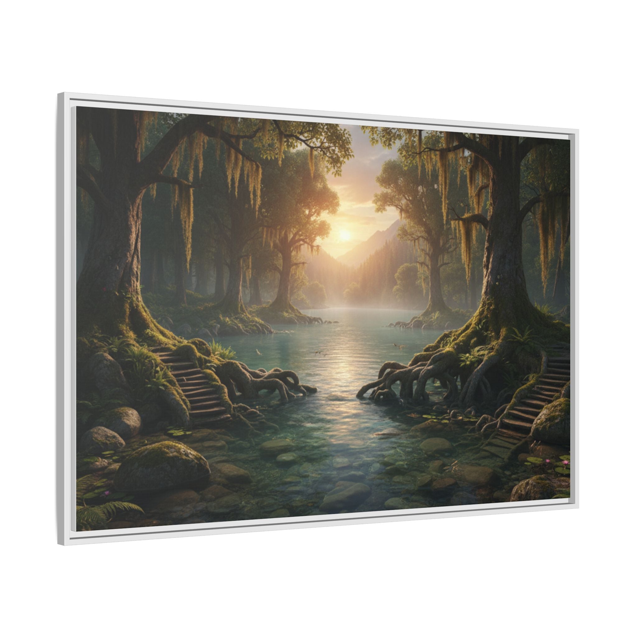 Framed Matte Canvas Art - Step In To The Water