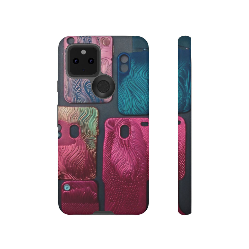 Tough Case - Colorful Textured Phone Case (Protective, Artistic Swirl Design)