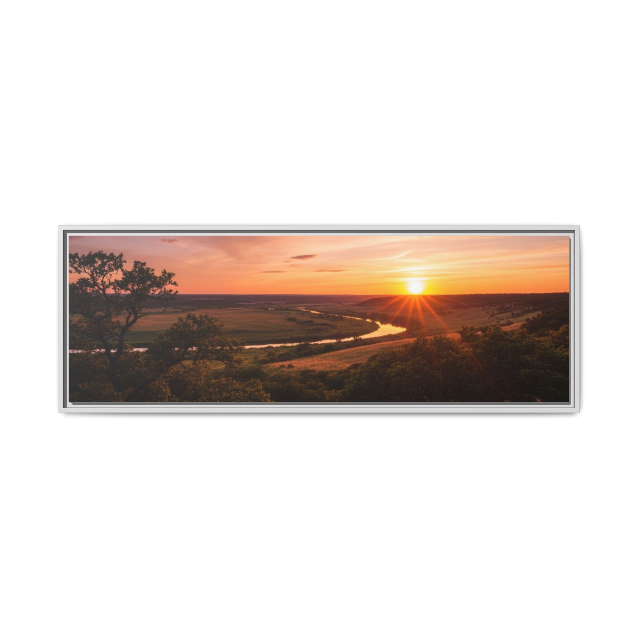 Sunset River Matte Canvas Framed Wall Art