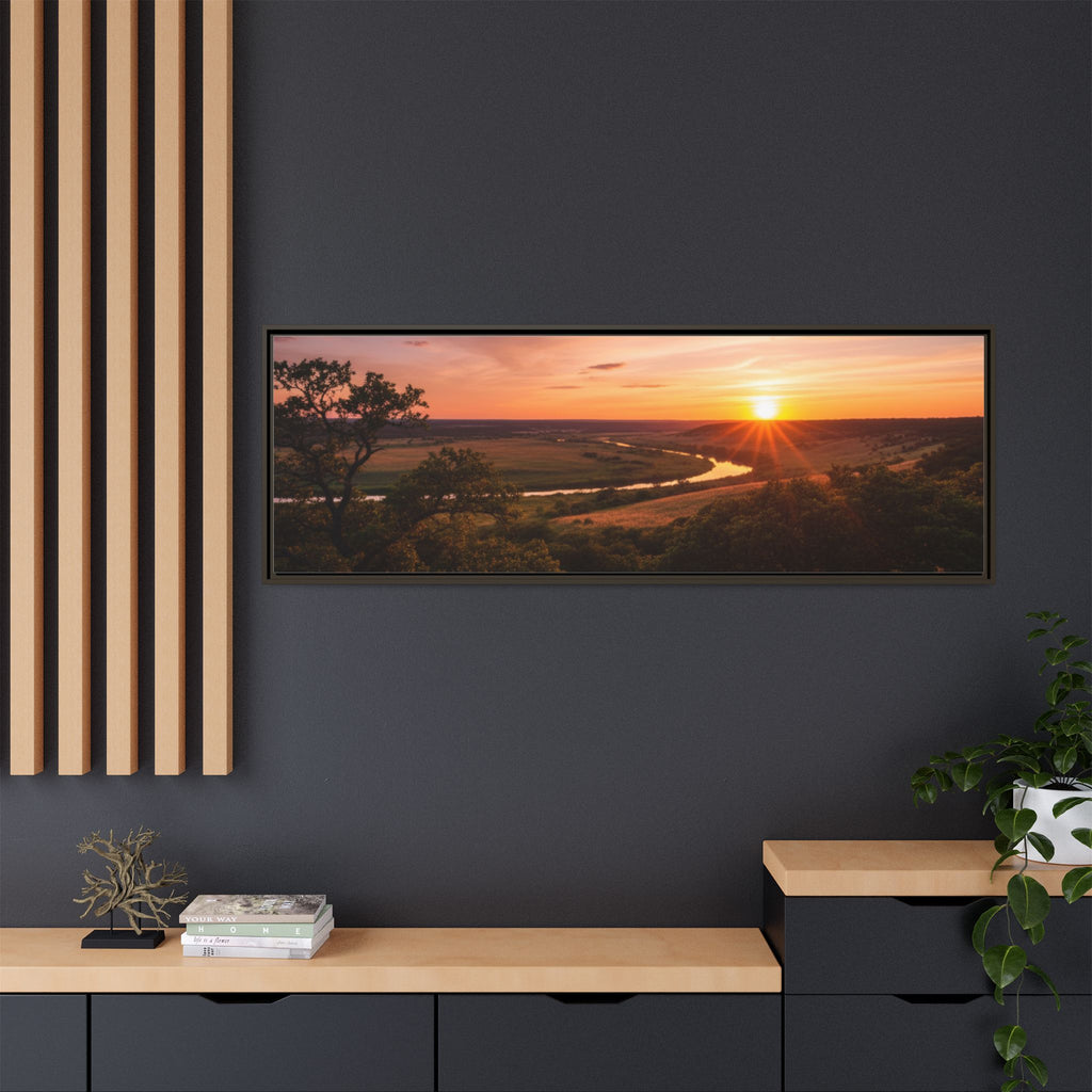 Sunset River Matte Canvas Framed Wall Art