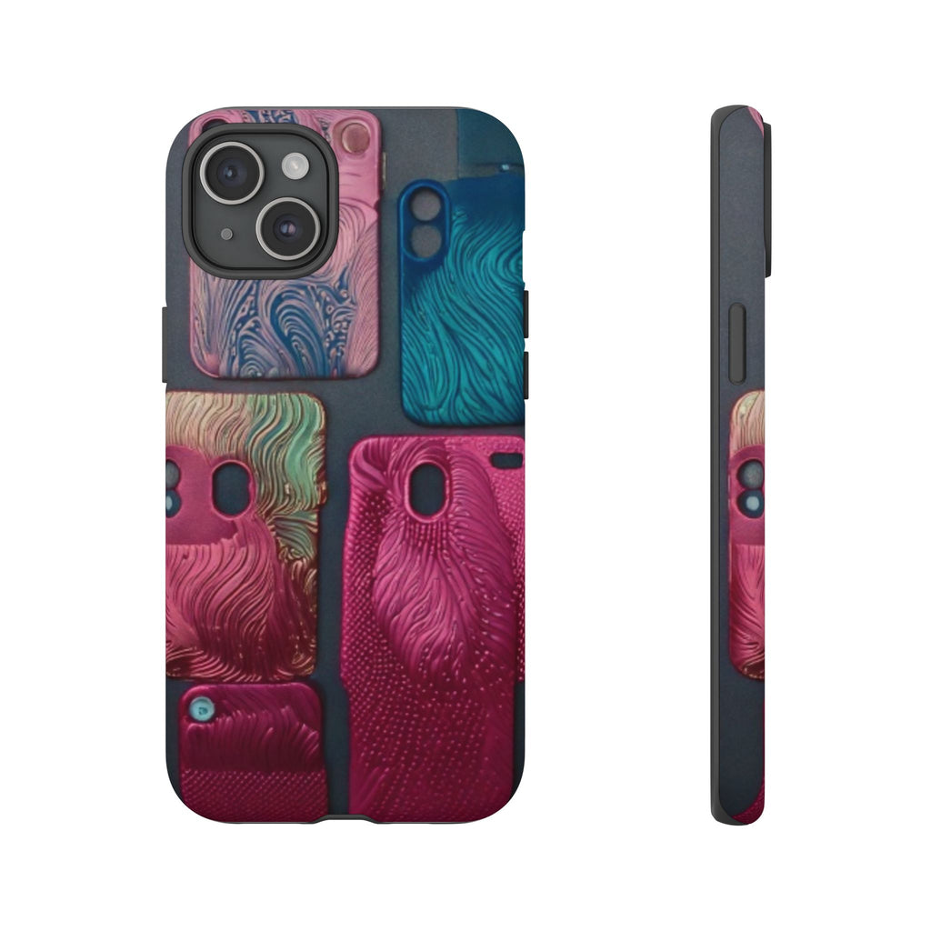 Tough Case - Colorful Textured Phone Case (Protective, Artistic Swirl Design)