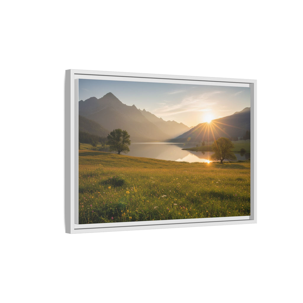 Sunrise Mountain Lake Matte Canvas — Framed Landscape Wall Art