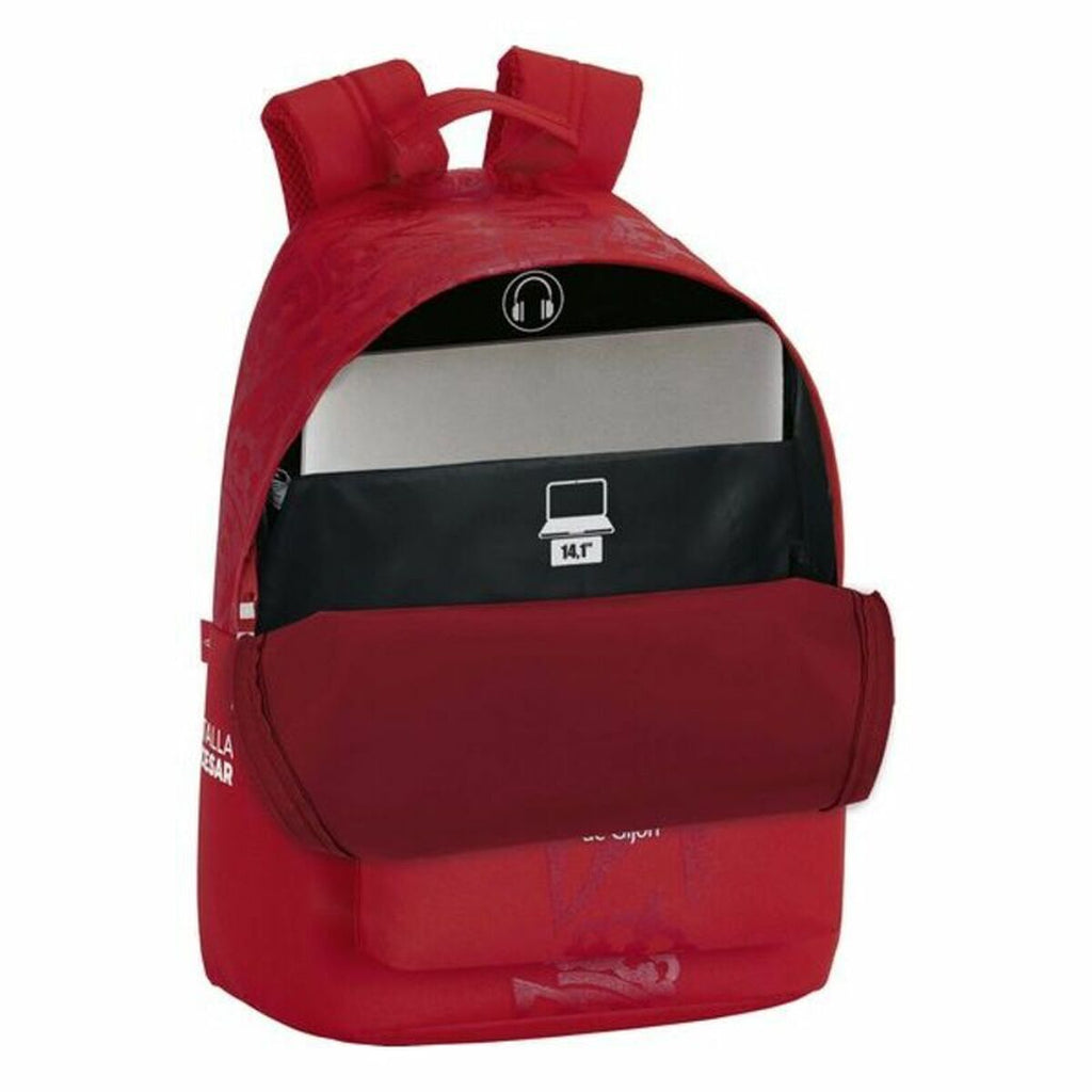 Laptop Backpack Real Sporting de Gijón 14,1'' Red 31 x 41 x 16 cm-1