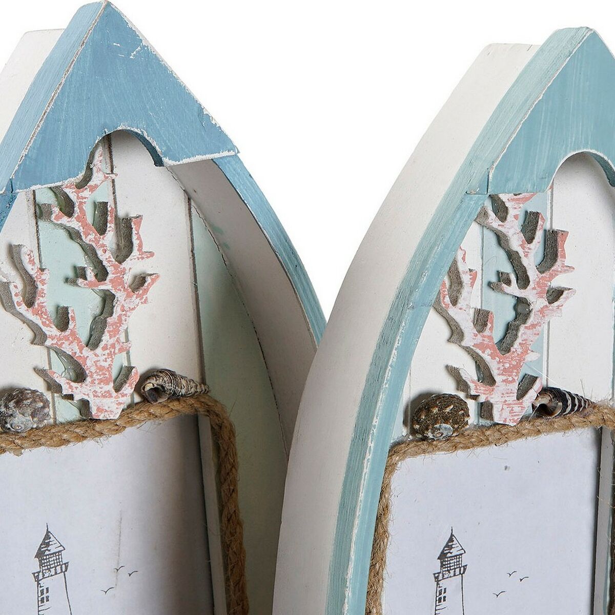 Photo frame DKD Home Decor 8424001731435 Barco Blue White MDF Wood Mediterranean (2 Units)-2