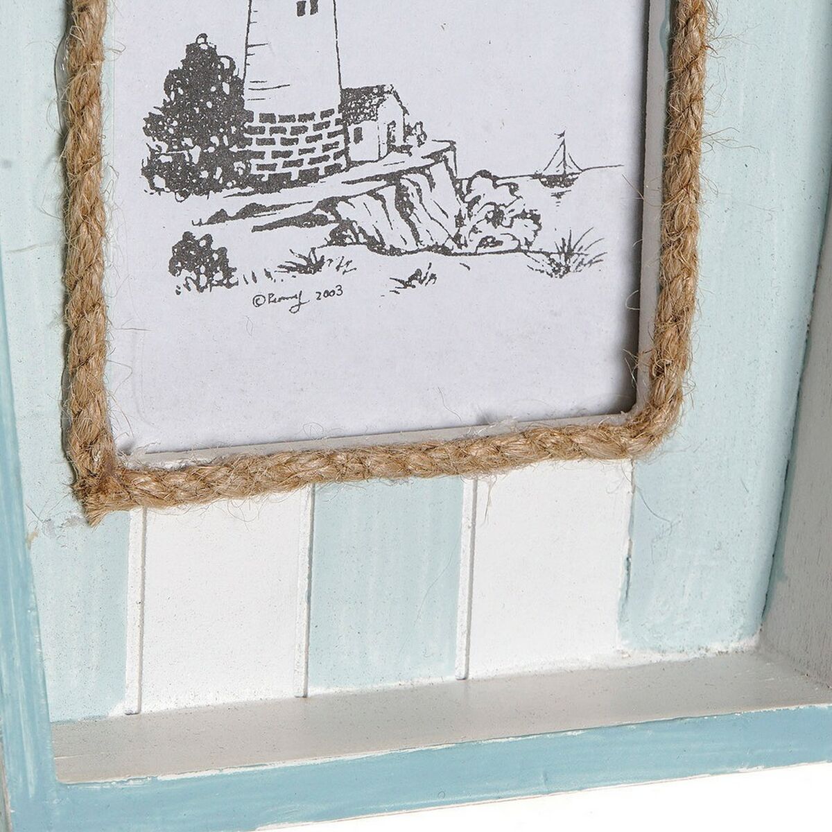 Photo frame DKD Home Decor 8424001731435 Barco Blue White MDF Wood Mediterranean (2 Units)-1