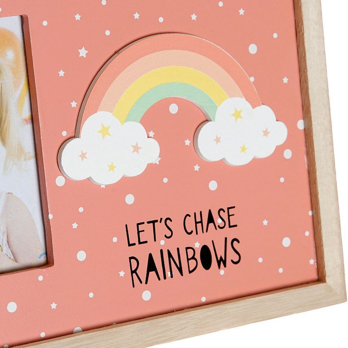 Photo frame DKD Home Decor Rainbow Pink White Children's MDF Wood (25 x 1 x 16 cm) (2 Units)-1