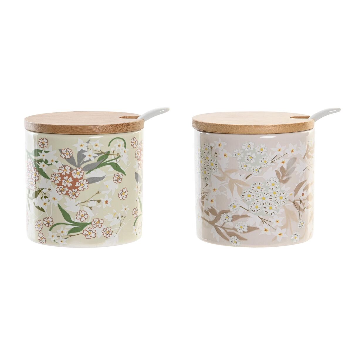 Sugar Bowl DKD Home Decor Bamboo Dolomite (7,5 x 7,5 x 7,5 cm)-0