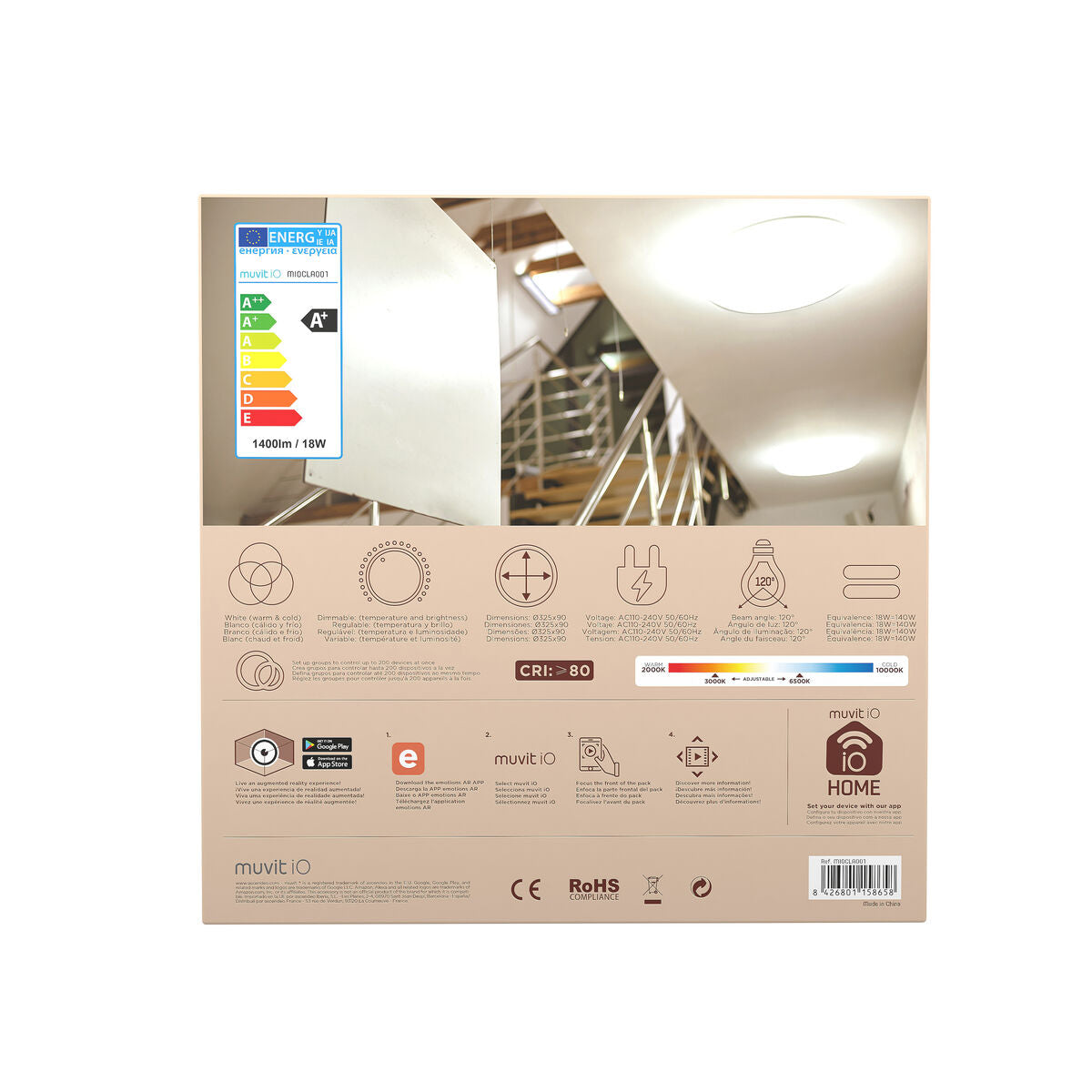 Ceiling Light muvit iO iO White Metal Wi-Fi (2700 K) (6500 K)-3