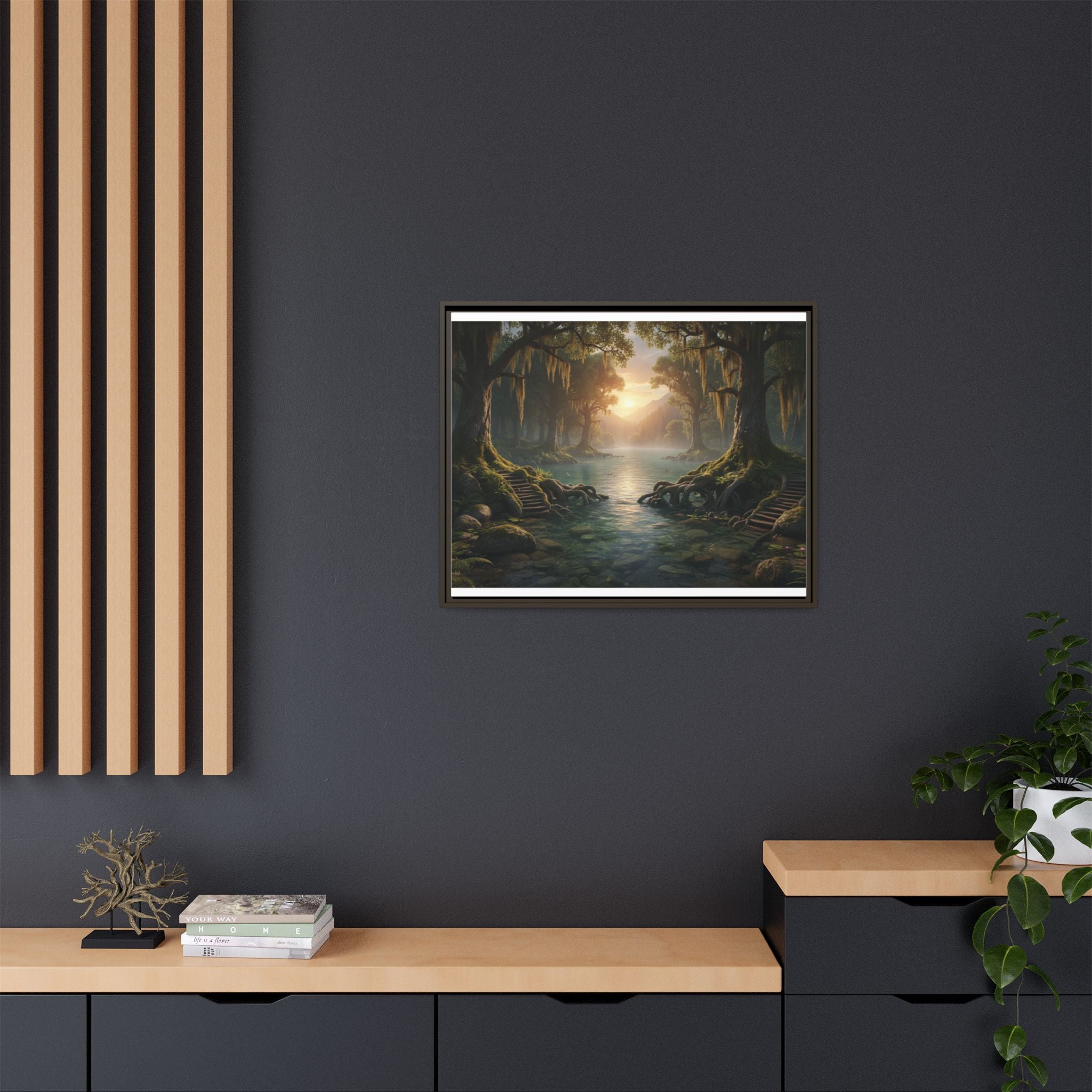 Framed Matte Canvas Art - Step In To The Water