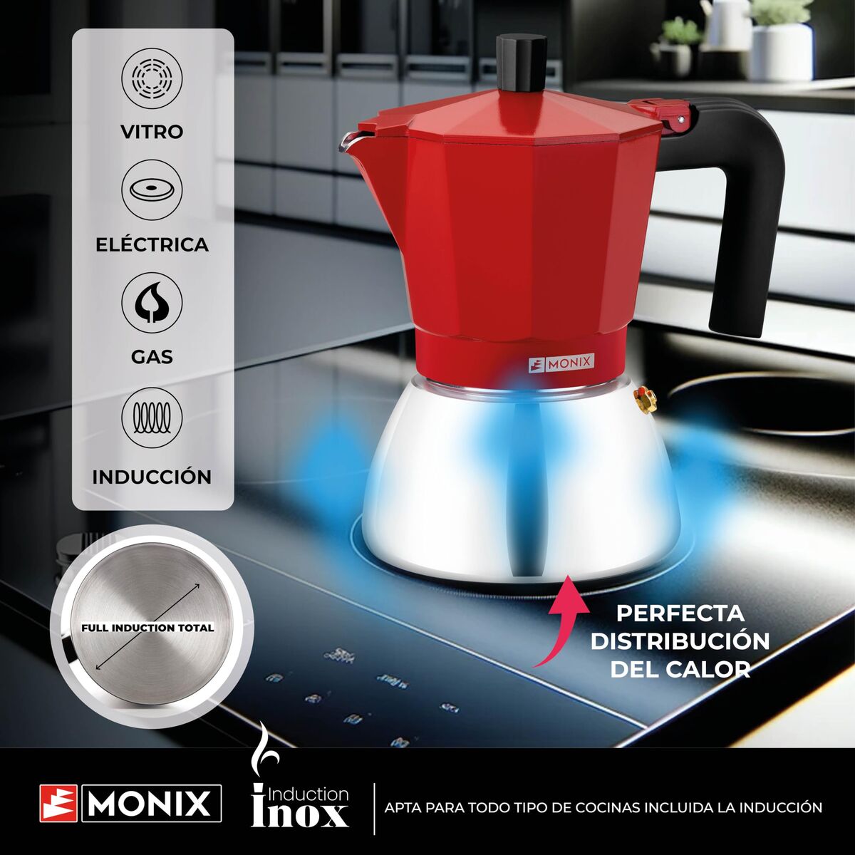 Italian Coffee Pot BRA INOX RED 9T Red 470 ml-6