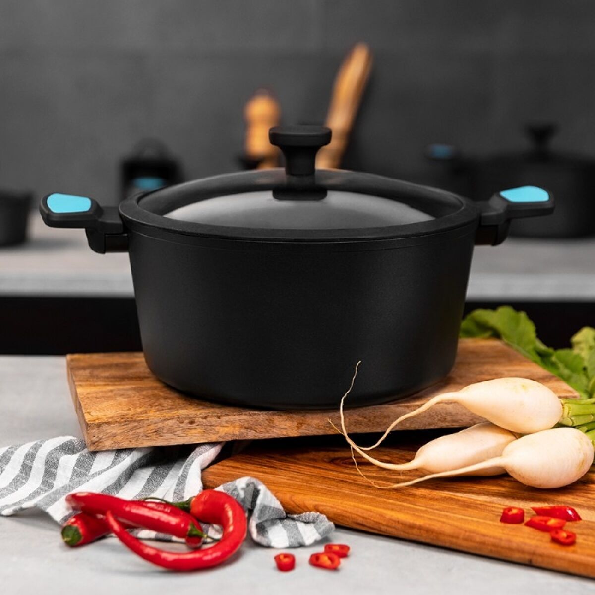 Casserole with Lid Cecotec Polka Platinum 28 Pot Thunder 4,5 L Black Grey Aluminium Ø 28 cm-3