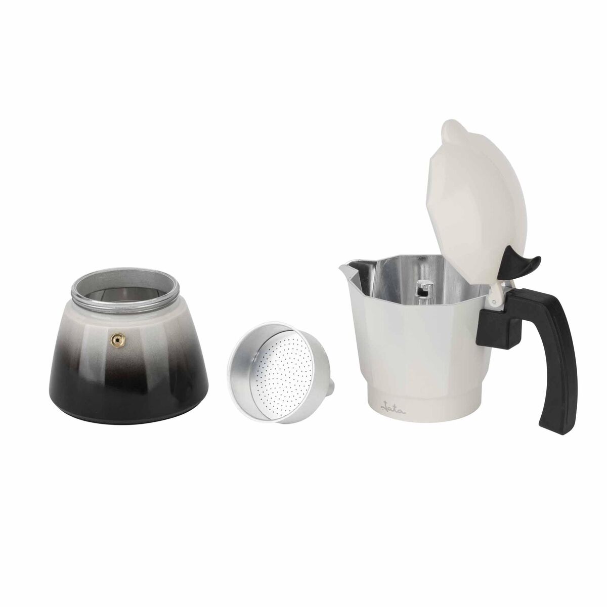 Italian Coffee Pot JATA HCAF2406 Cream Aluminium 6 Cups-2