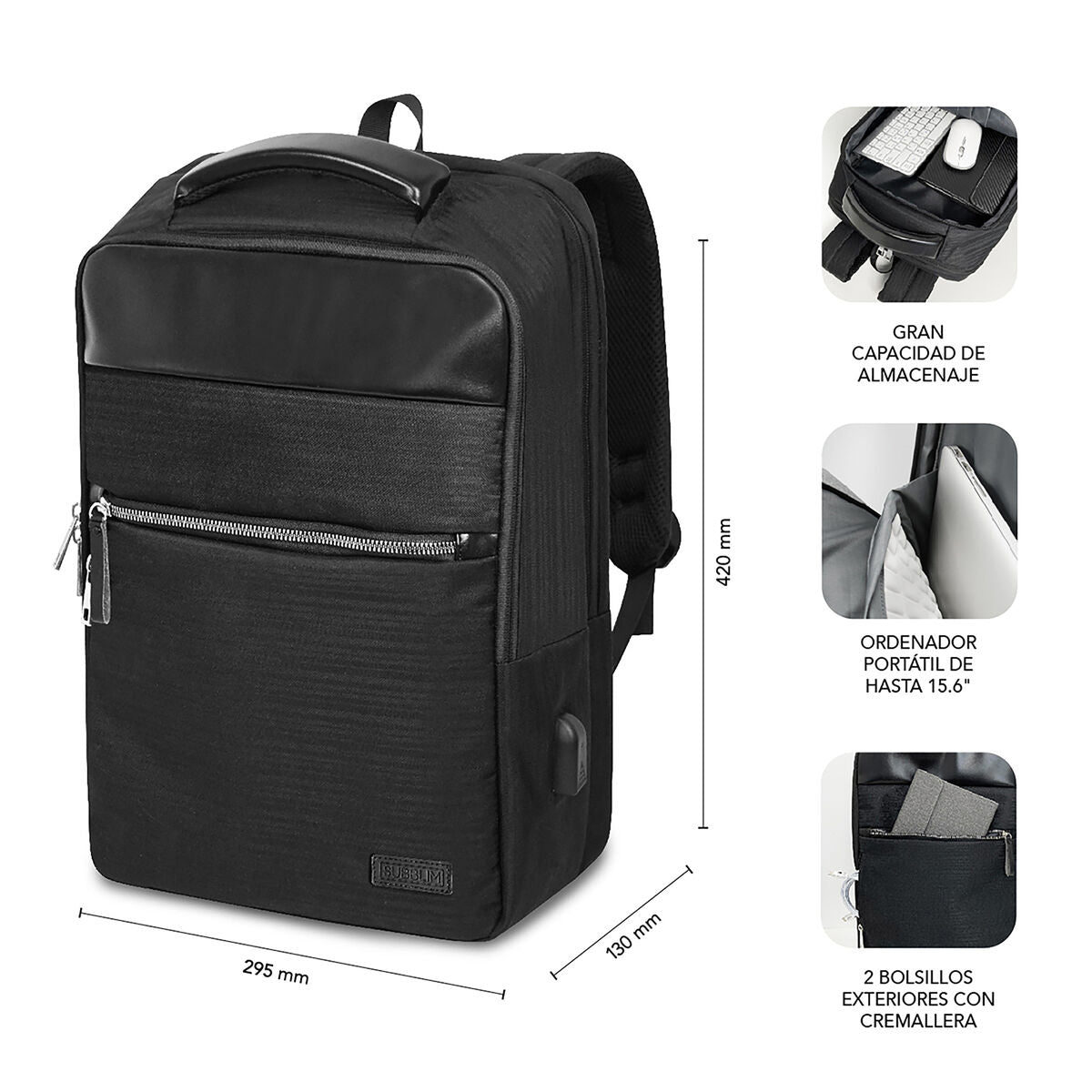 Laptop Backpack Subblim SUBBP-2BL1015 Black-3