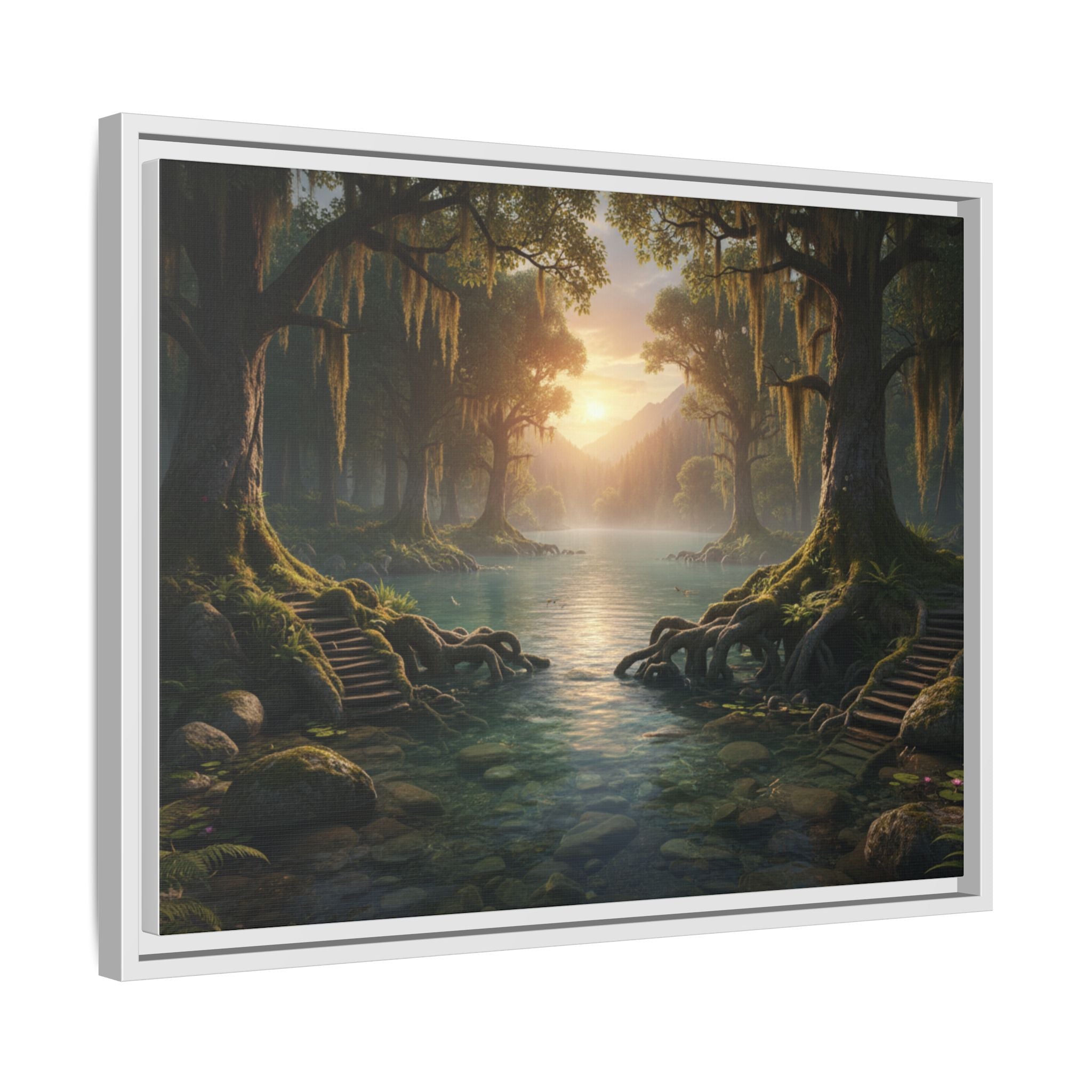 Framed Matte Canvas Art - Step In To The Water